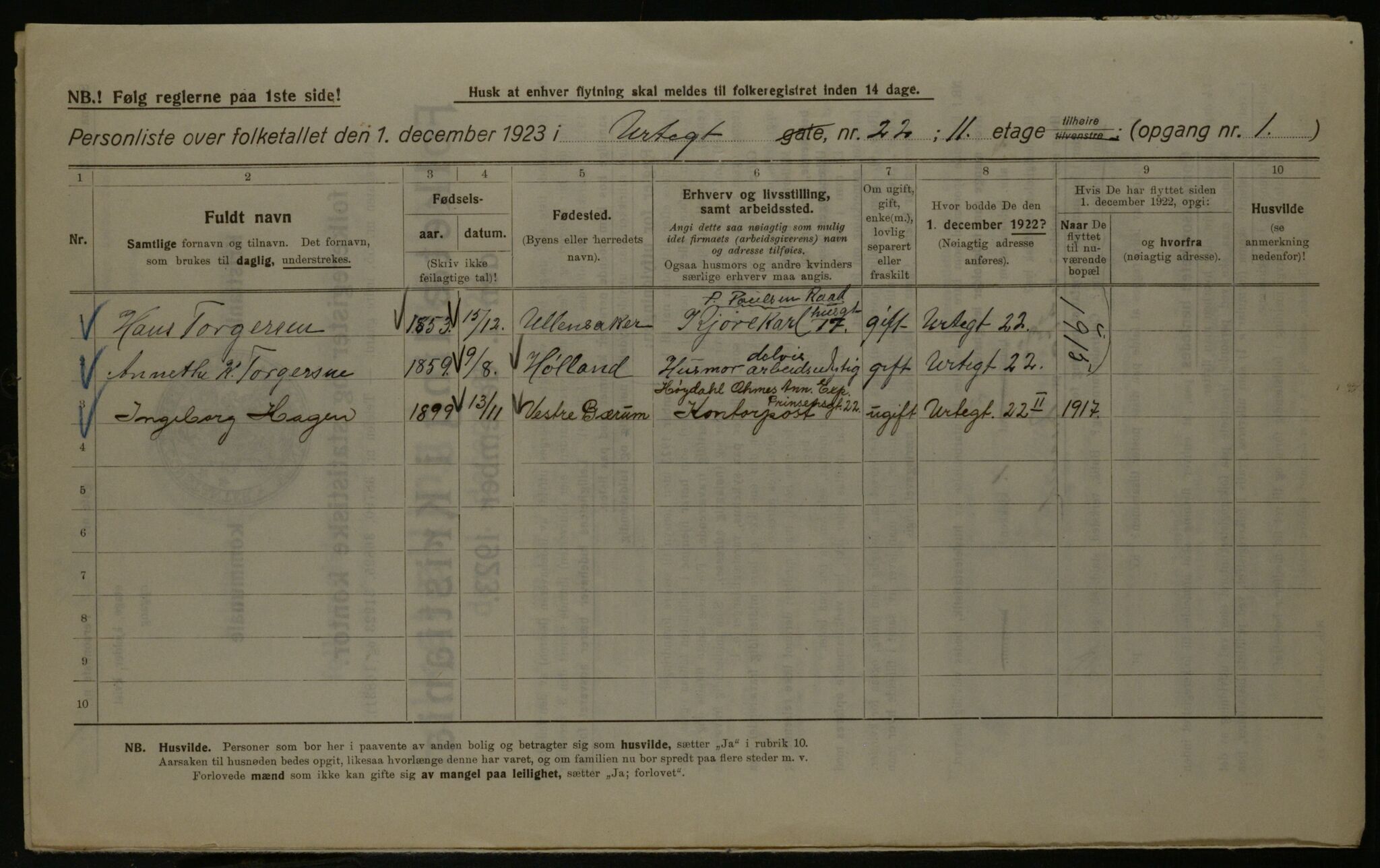 OBA, Kommunal folketelling 1.12.1923 for Kristiania, 1923, s. 133655