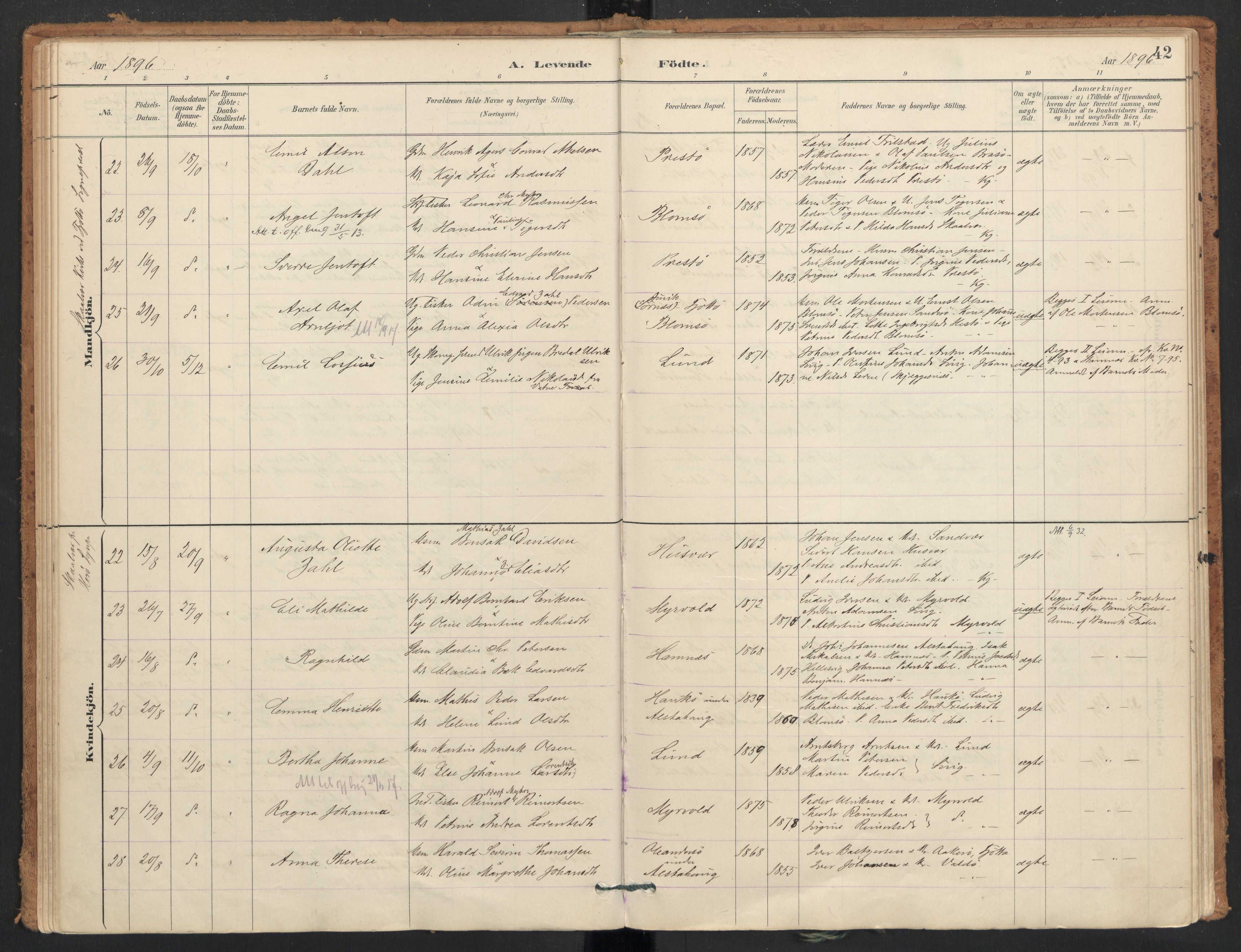 Ministerialprotokoller, klokkerbøker og fødselsregistre - Nordland, AV/SAT-A-1459/830/L0453: Ministerialbok nr. 830A17, 1886-1911, s. 42