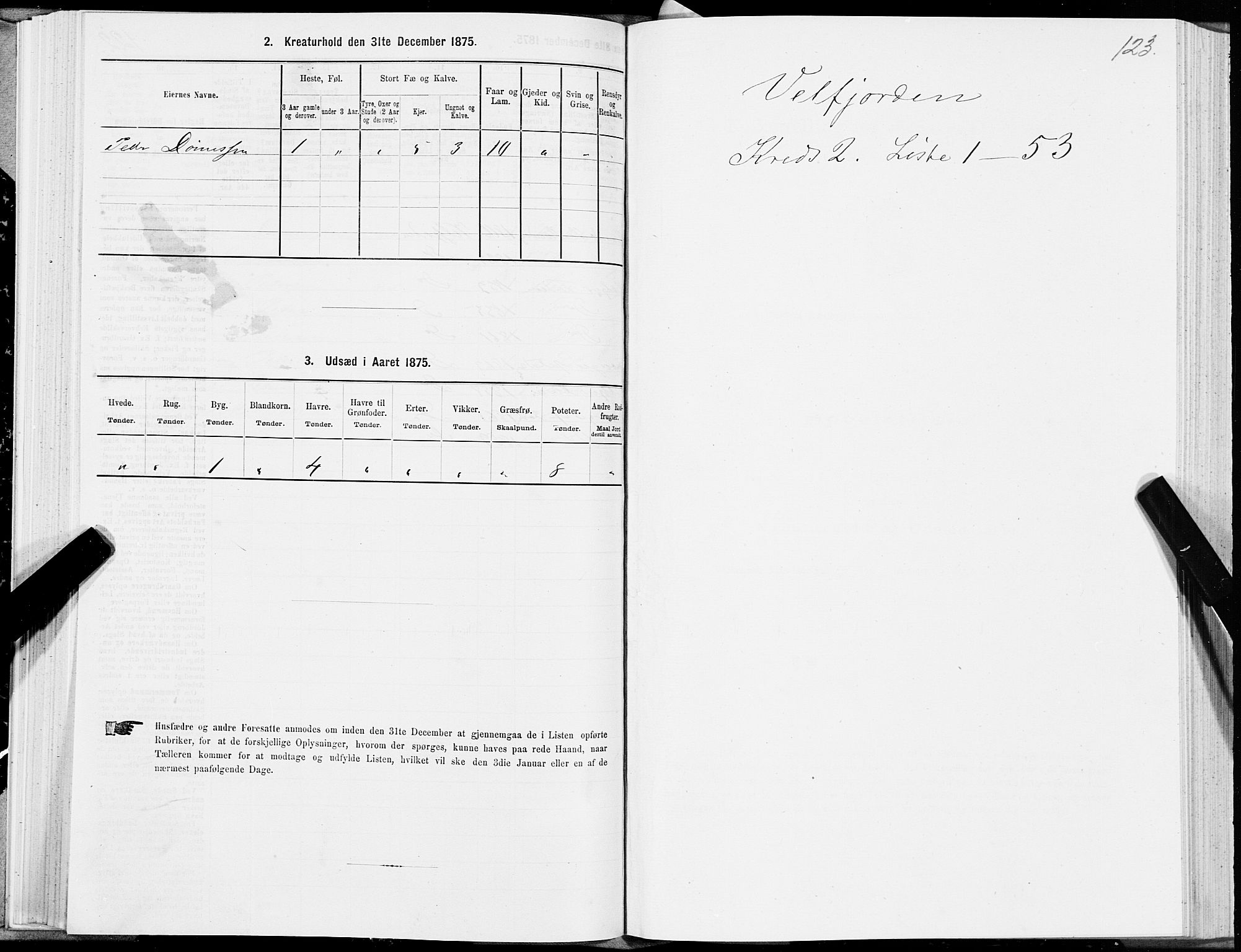 SAT, Folketelling 1875 for 1813P Velfjord prestegjeld, 1875, s. 1123