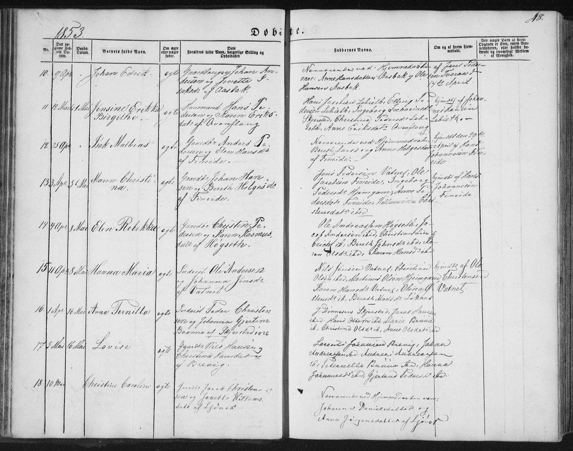 Ministerialprotokoller, klokkerbøker og fødselsregistre - Nordland, AV/SAT-A-1459/852/L0738: Ministerialbok nr. 852A08, 1849-1865, s. 48
