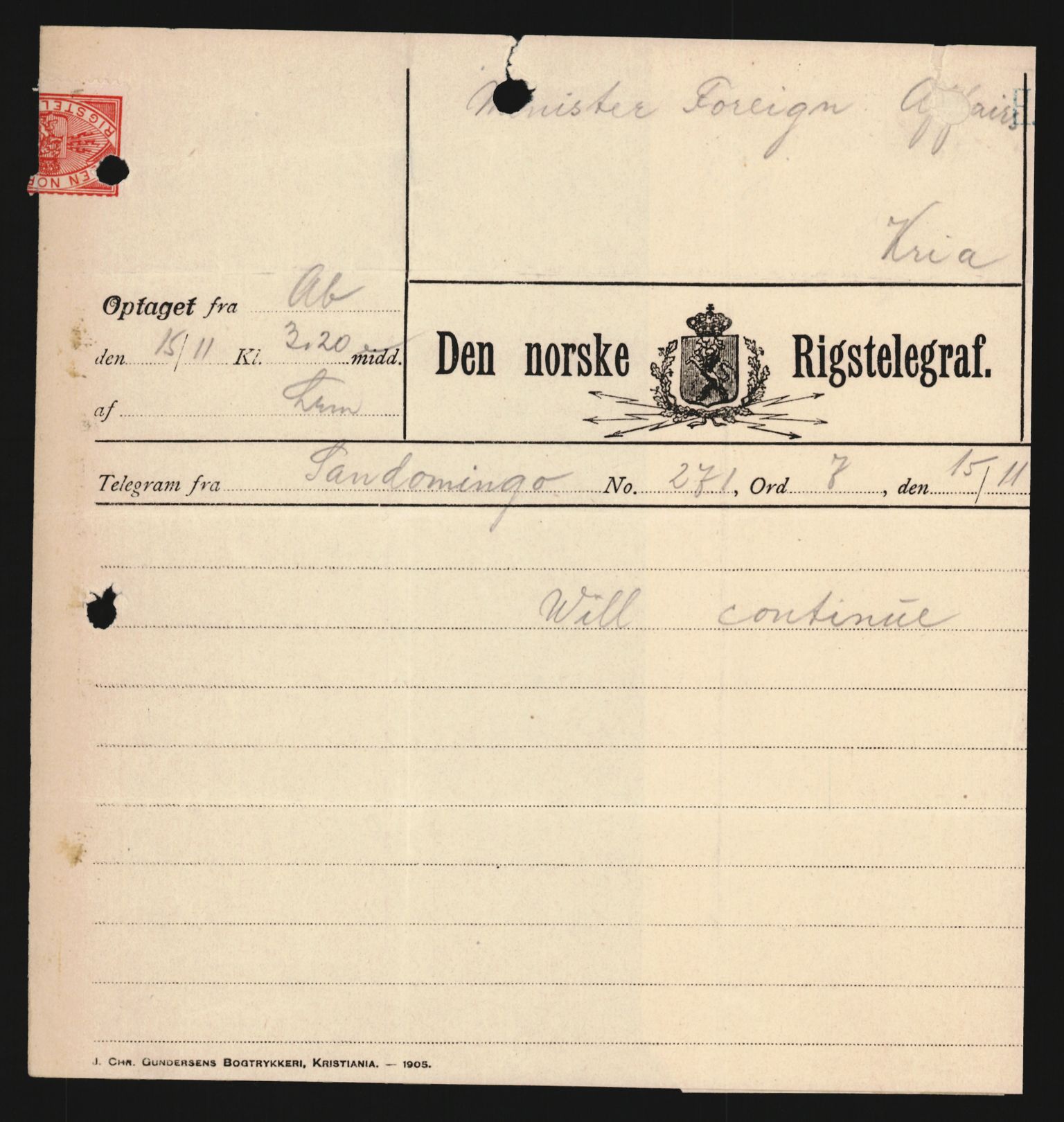 Utenriksdepartementet, AV/RA-S-2259, 1905-1936, s. 5