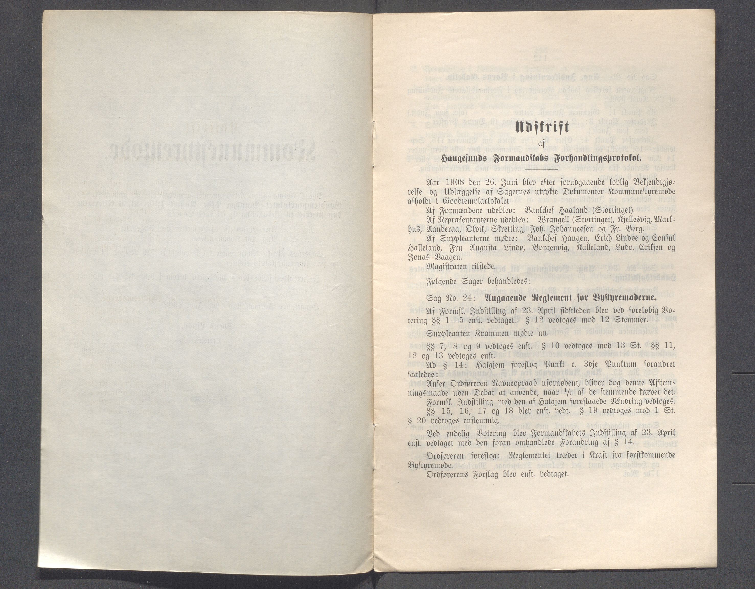 Haugesund kommune - Formannskapet og Bystyret, IKAR/A-740/A/Abb/L0002: Bystyreforhandlinger, 1908-1917, s. 50