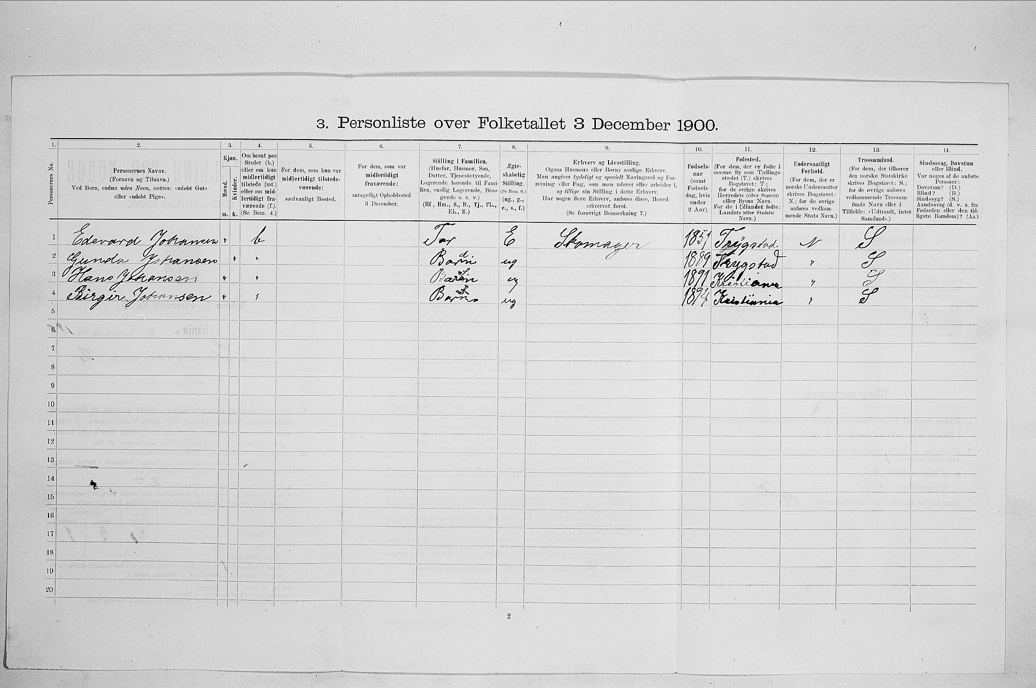 SAO, Folketelling 1900 for 0301 Kristiania kjøpstad, 1900, s. 42153
