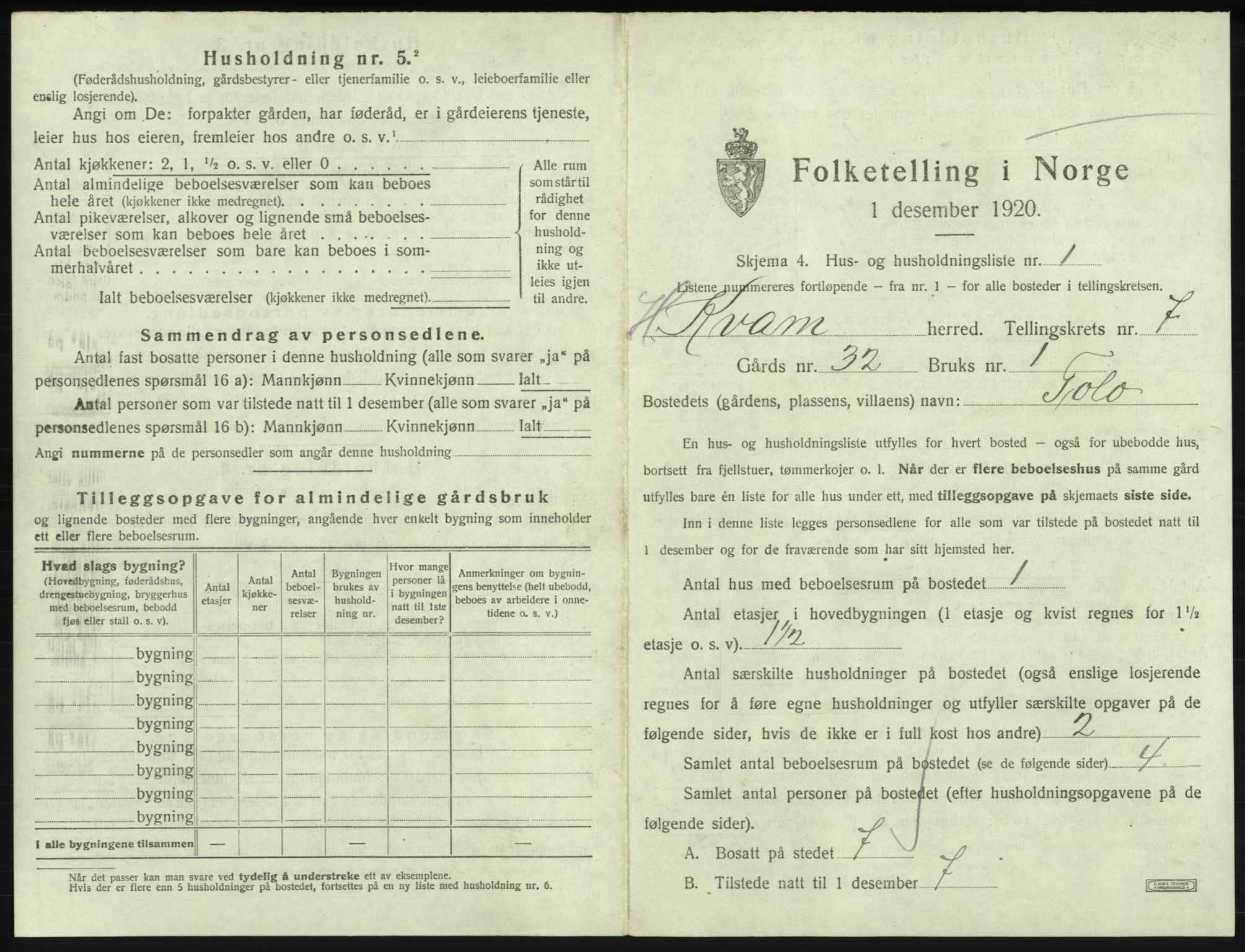 SAB, Folketelling 1920 for 1238 Kvam herred, 1920, s. 558