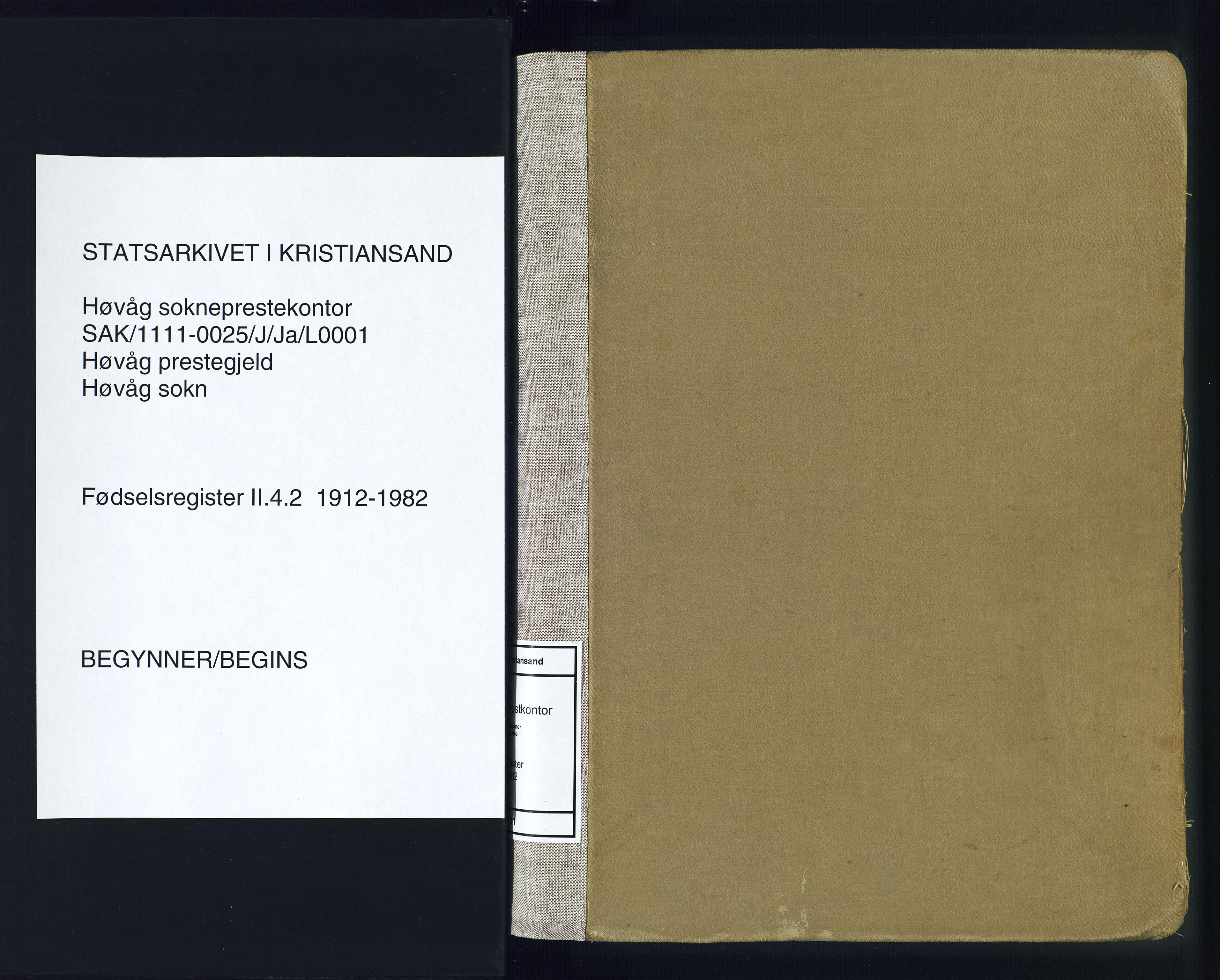 Høvåg sokneprestkontor, SAK/1111-0025/J/Ja/L0001: Fødselsregister nr. II.4.2, 1916-1982