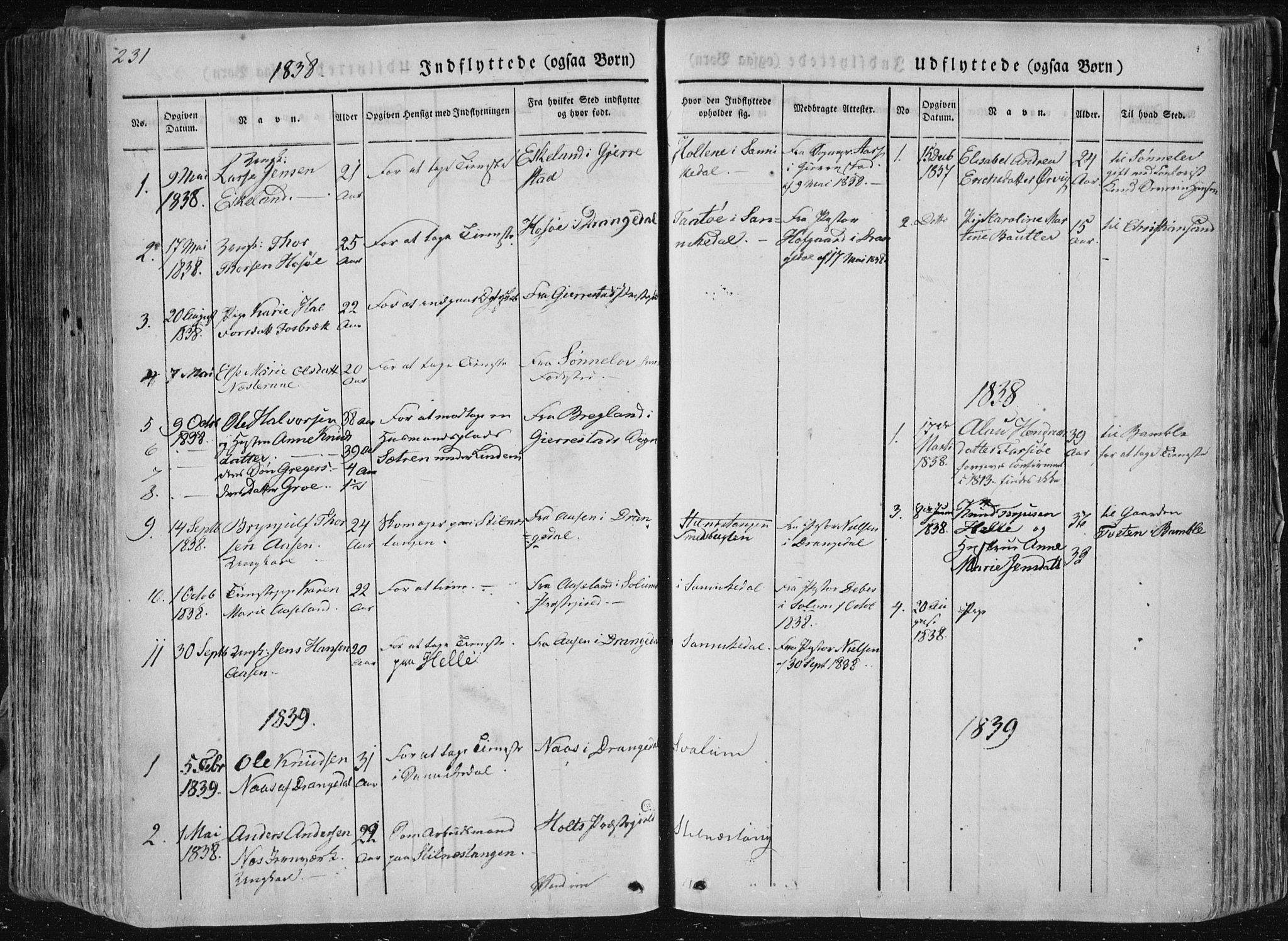 Sannidal kirkebøker, AV/SAKO-A-296/F/Fa/L0007: Ministerialbok nr. 7, 1831-1854, s. 231