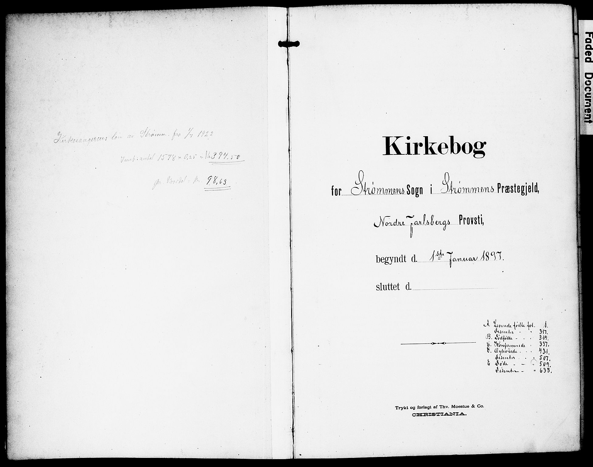 Strømm kirkebøker, SAKO/A-322/G/Ga/L0004: Klokkerbok nr. I 4, 1897-1927