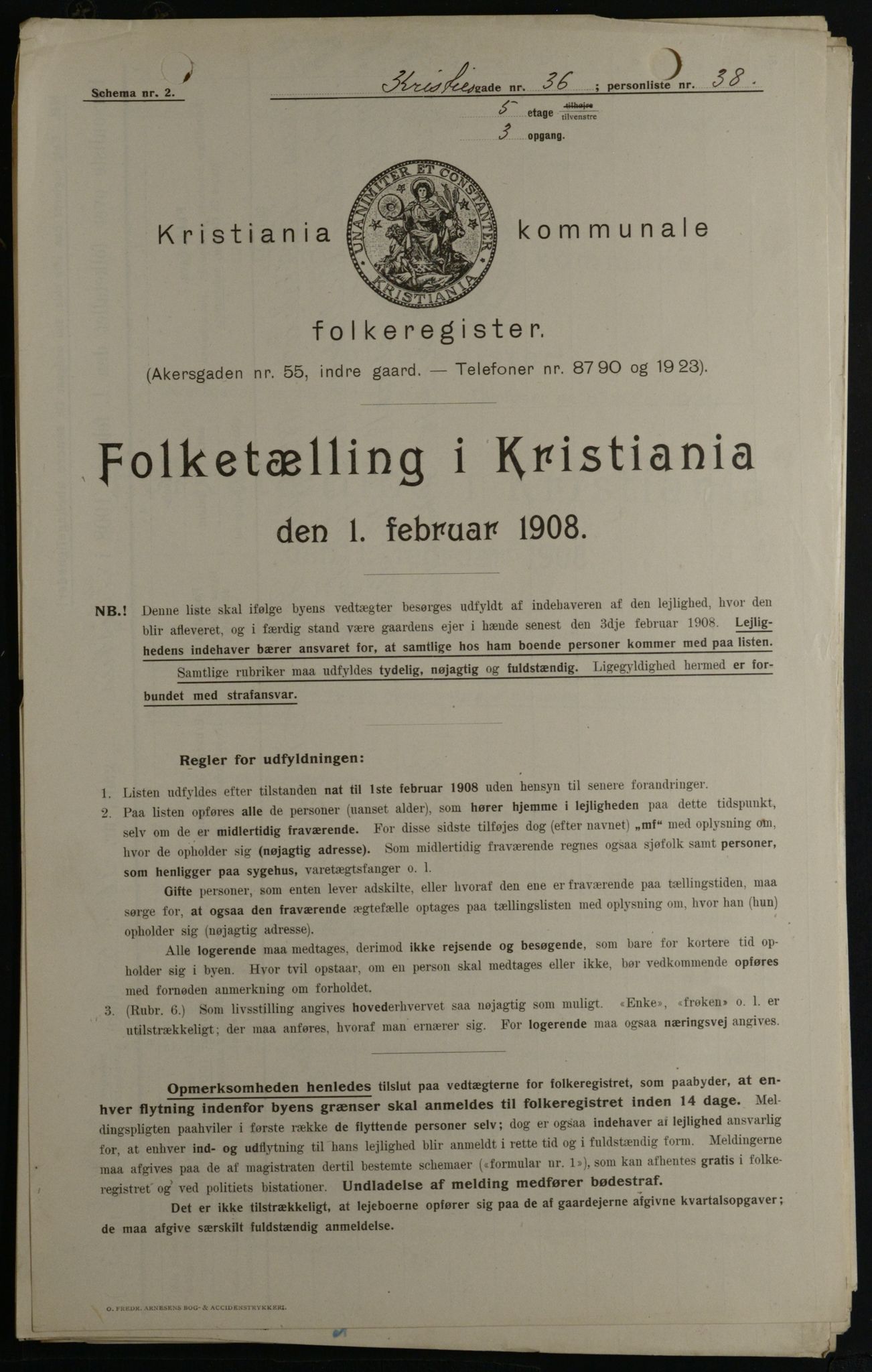 OBA, Kommunal folketelling 1.2.1908 for Kristiania kjøpstad, 1908, s. 11872