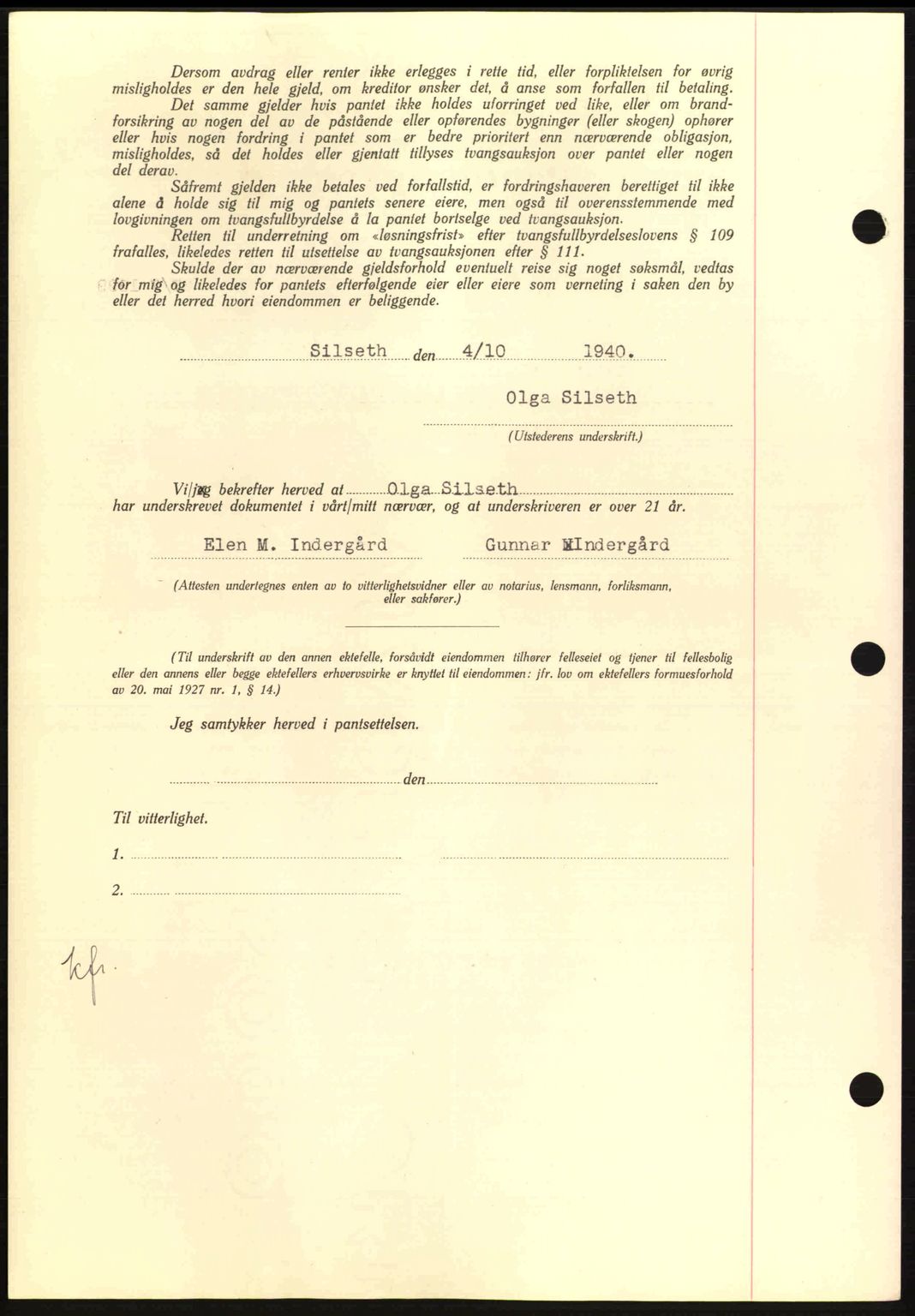 Nordmøre sorenskriveri, AV/SAT-A-4132/1/2/2Ca: Pantebok nr. B87, 1940-1941, Dagboknr: 1707/1940