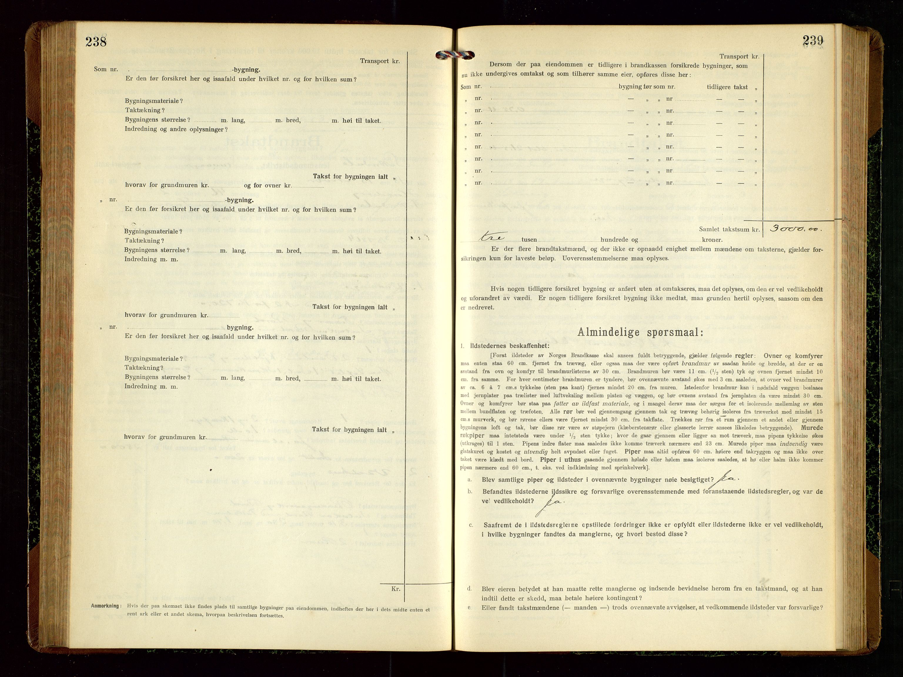 Sokndal lensmannskontor, SAST/A-100417/Gob/L0004: "Brandtakst-Protokol", 1917-1920, s. 238-239