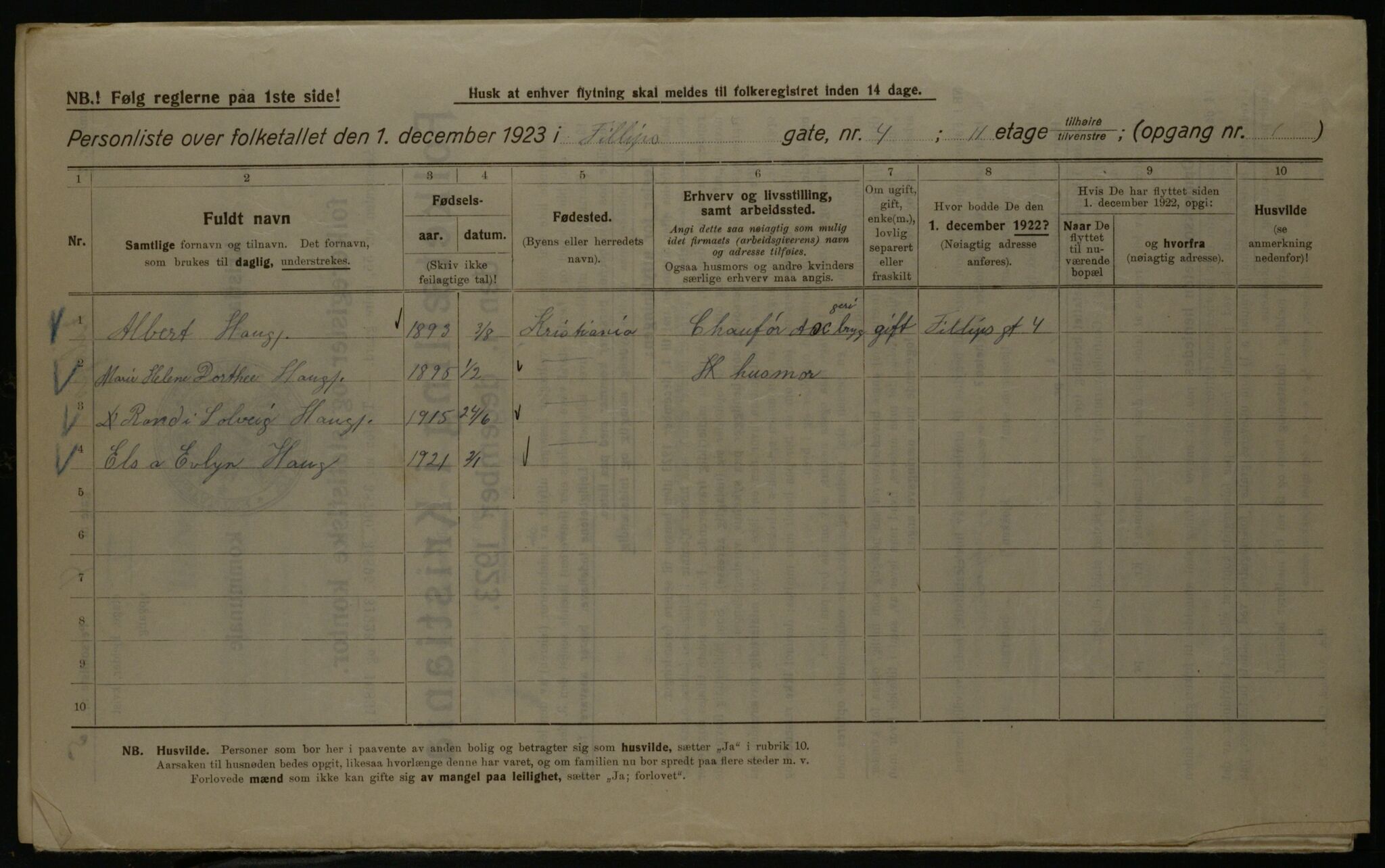 OBA, Kommunal folketelling 1.12.1923 for Kristiania, 1923, s. 27340