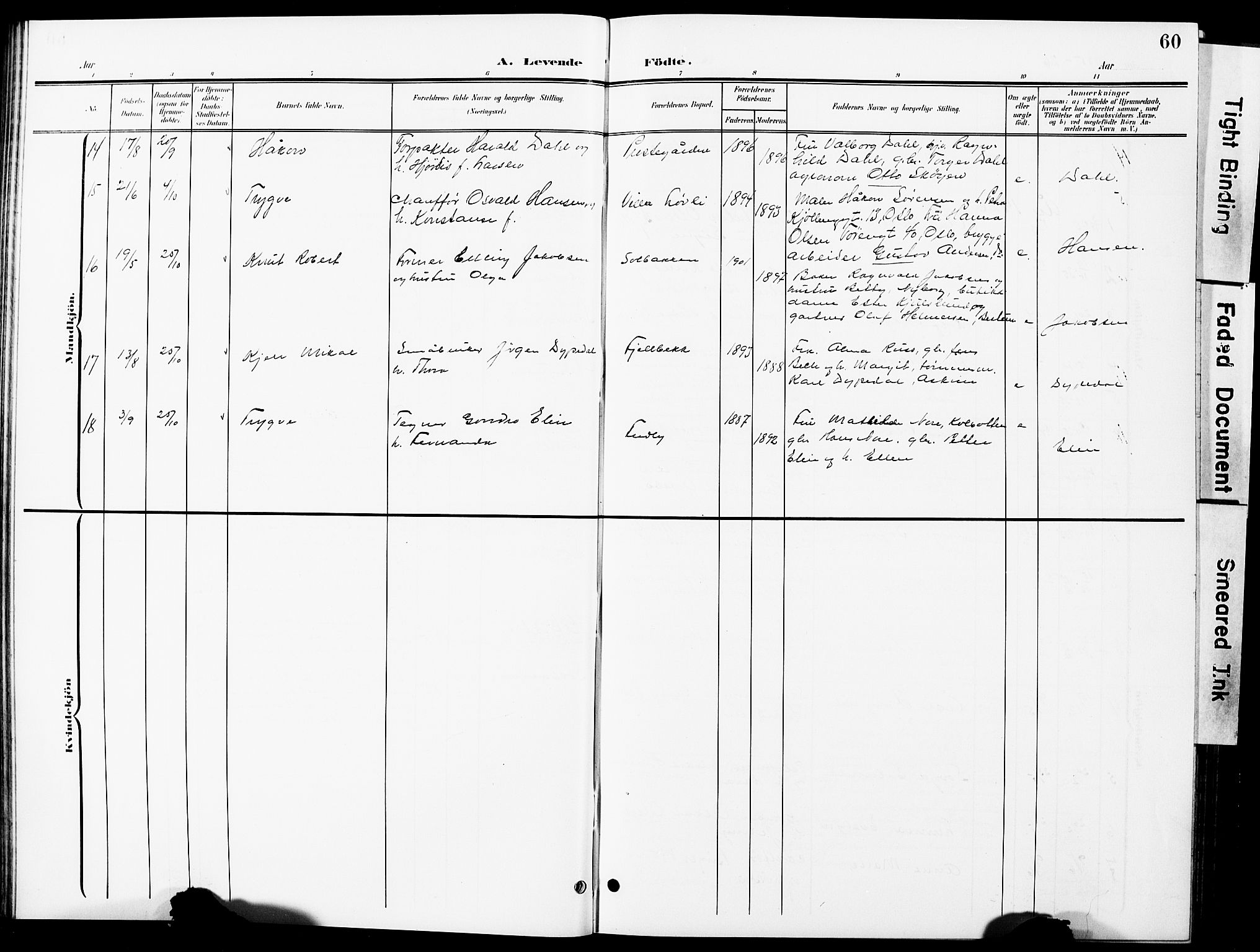 Nittedal prestekontor Kirkebøker, AV/SAO-A-10365a/G/Ga/L0003: Klokkerbok nr. I 3, 1902-1929, s. 60