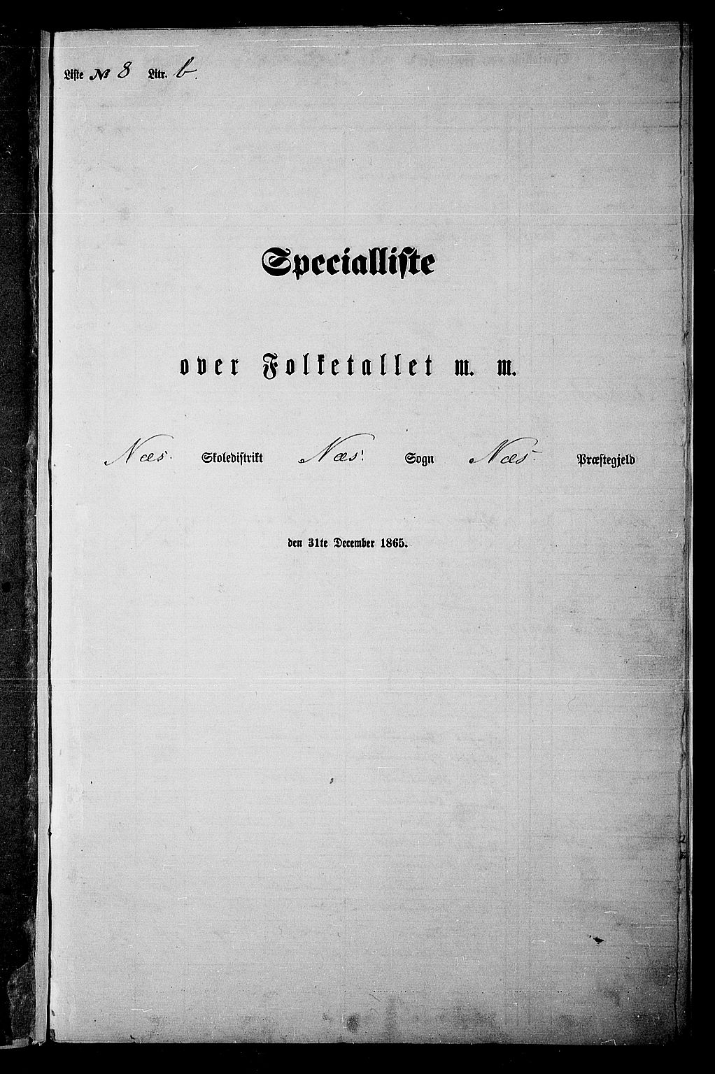 RA, Folketelling 1865 for 0616P Nes prestegjeld, 1865, s. 187