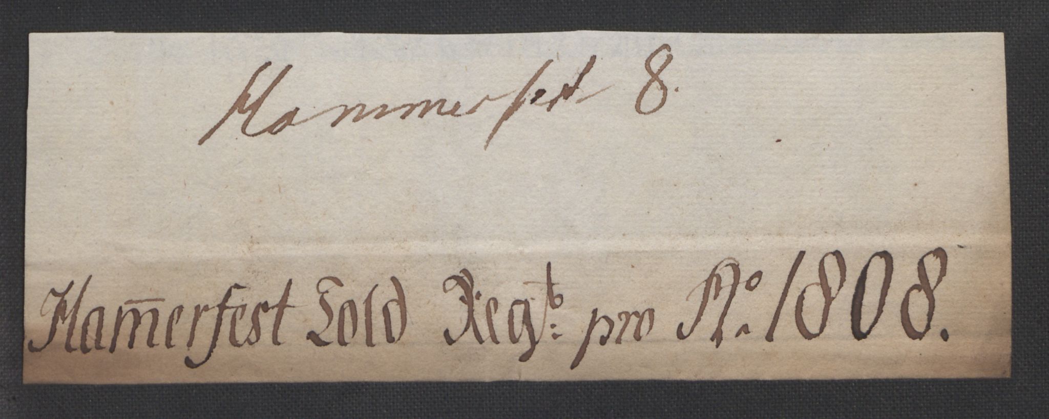 Generaltollkammeret, tollregnskaper, AV/RA-EA-5490/R36/L0004/0004: Tollregnskaper Hammerfest / Tollbok, 1808