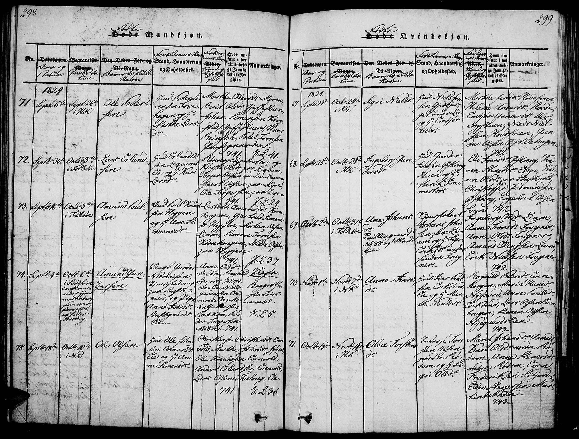 Gausdal prestekontor, AV/SAH-PREST-090/H/Ha/Haa/L0005: Ministerialbok nr. 5, 1817-1829, s. 298-299