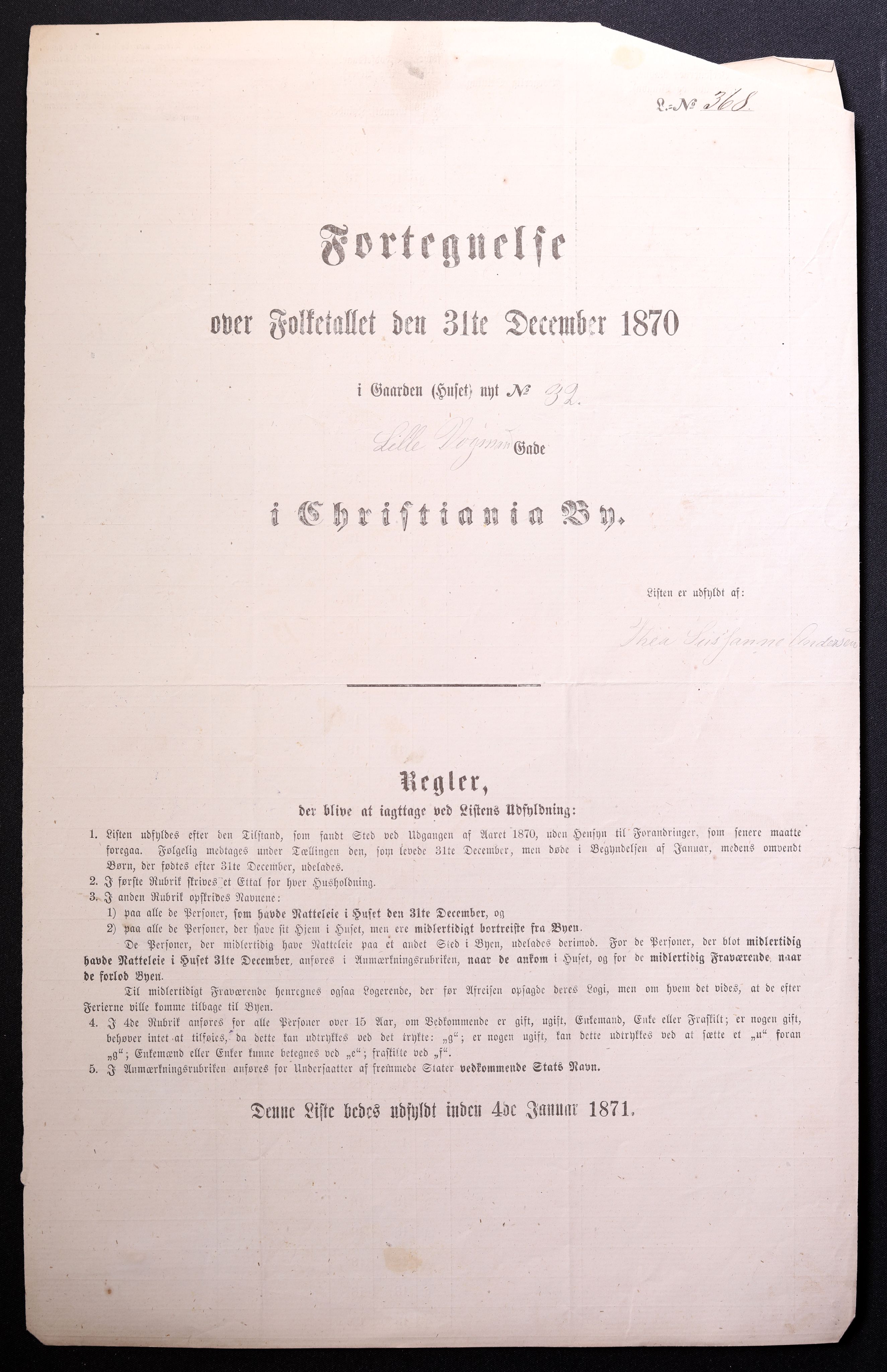 RA, Folketelling 1870 for 0301 Kristiania kjøpstad, 1870, s. 2016