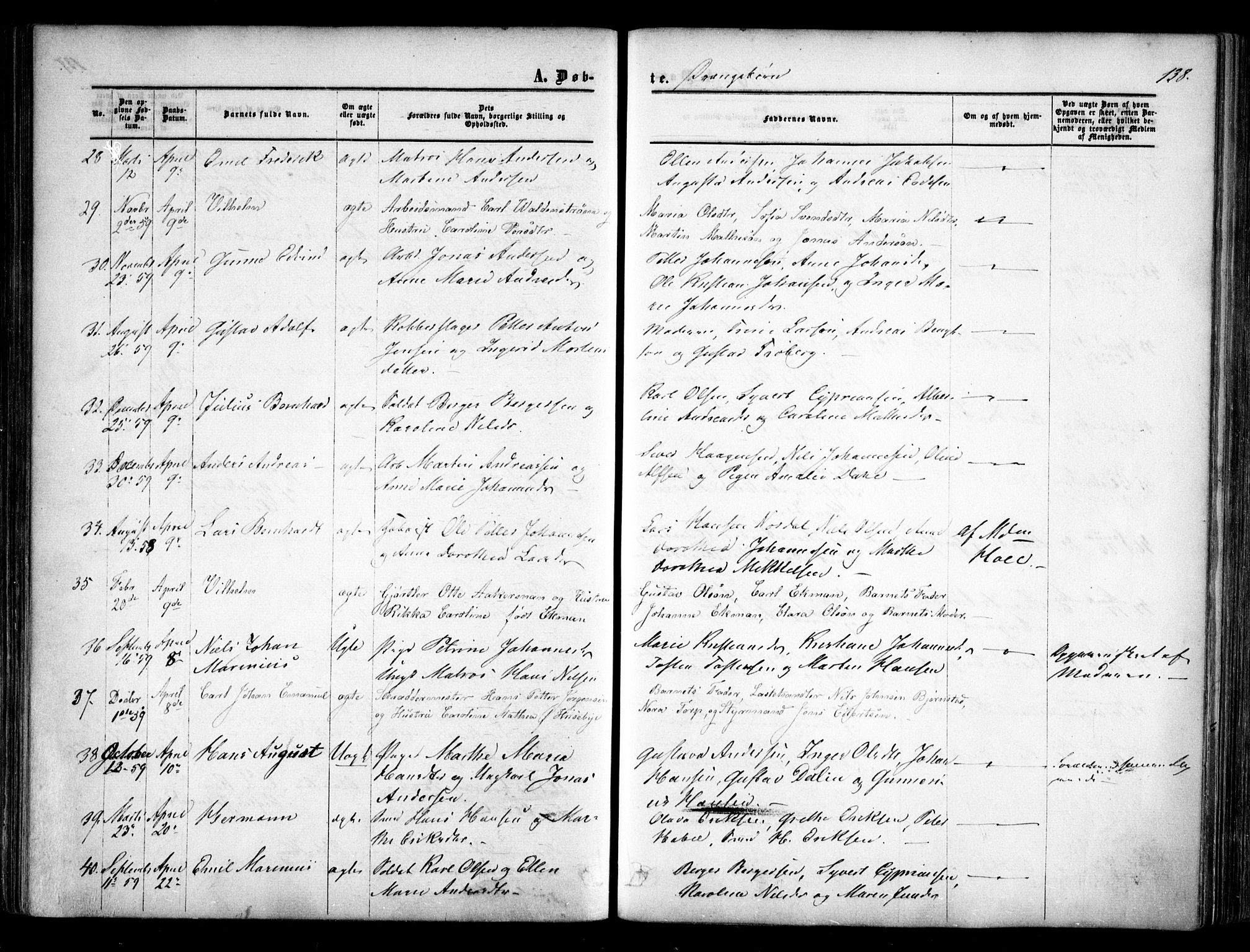 Halden prestekontor Kirkebøker, AV/SAO-A-10909/F/Fa/L0007: Ministerialbok nr. I 7, 1857-1865, s. 138