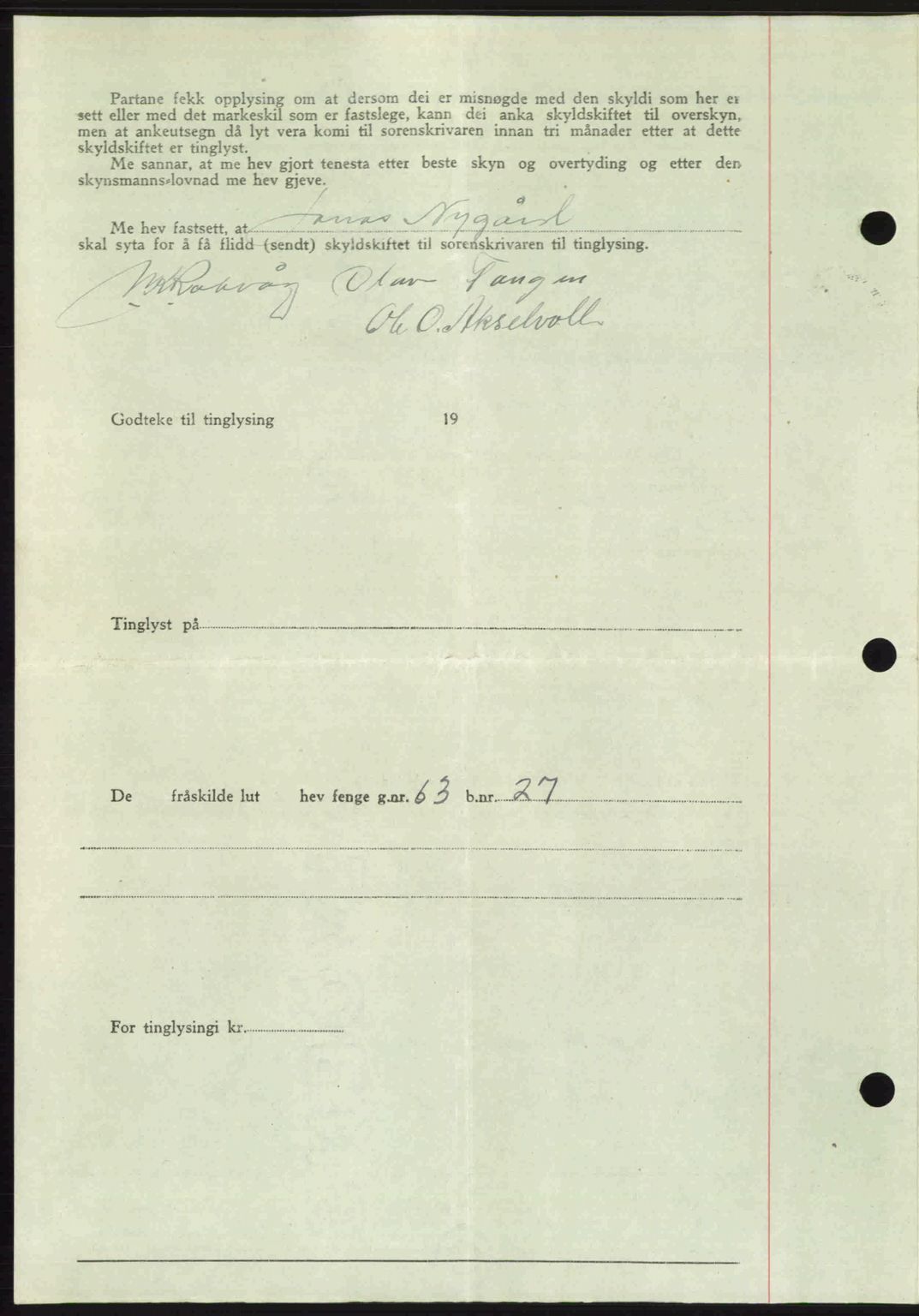 Romsdal sorenskriveri, SAT/A-4149/1/2/2C: Pantebok nr. A24, 1947-1947, Dagboknr: 2991/1947