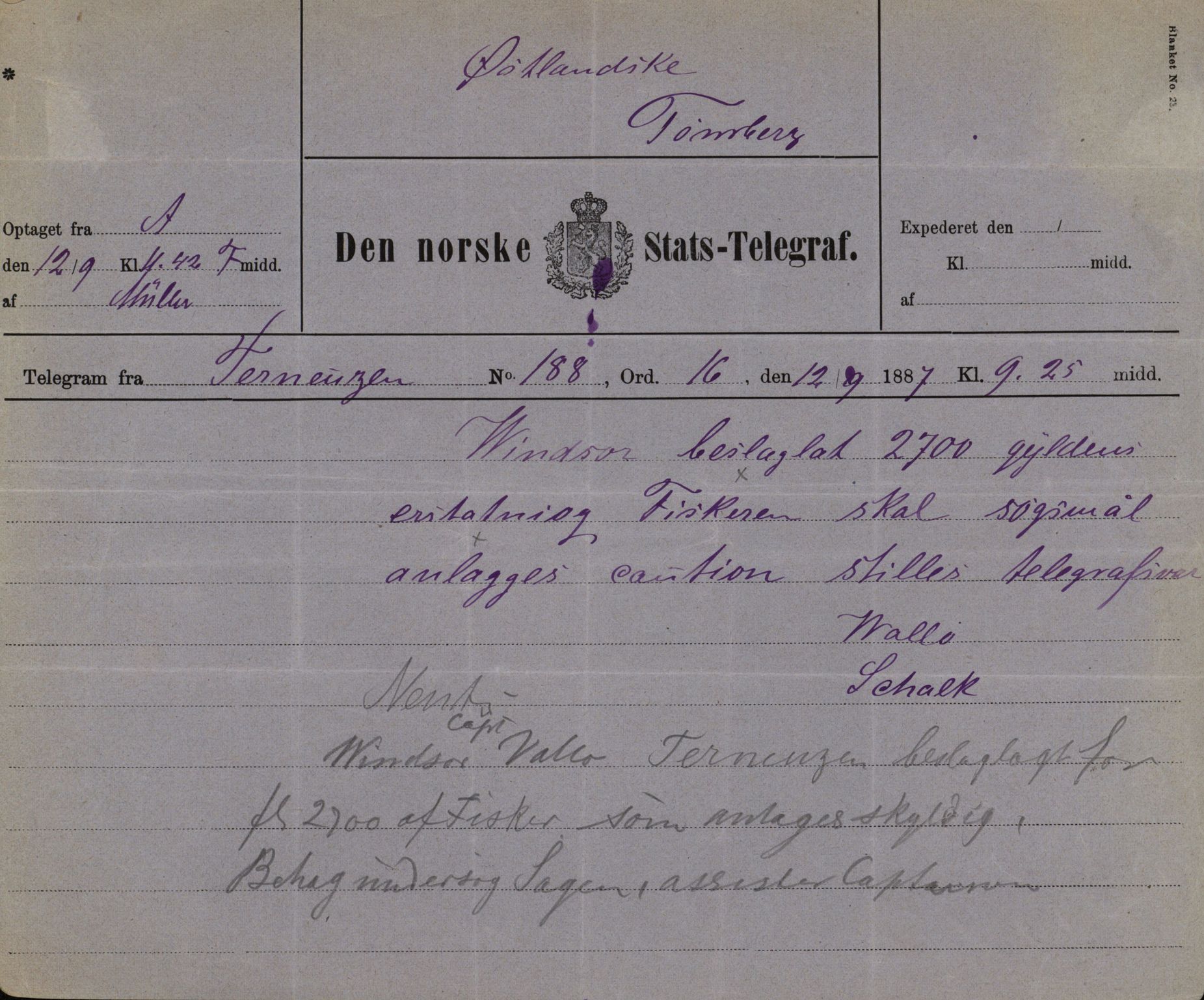 Pa 63 - Østlandske skibsassuranceforening, VEMU/A-1079/G/Ga/L0020/0004: Havaridokumenter / Windsor, Thirza, Treport, 1887, s. 10