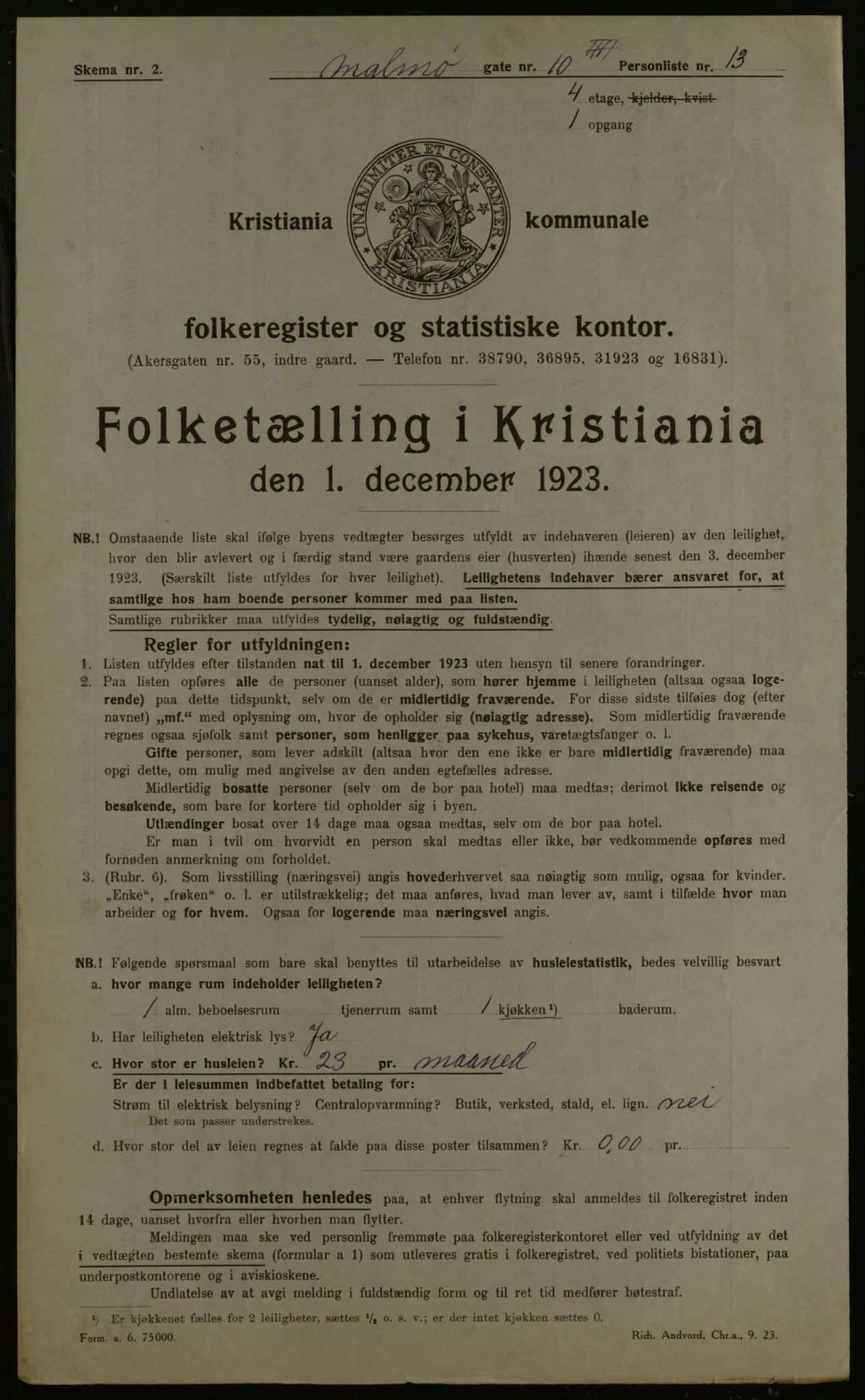 OBA, Kommunal folketelling 1.12.1923 for Kristiania, 1923, s. 66833