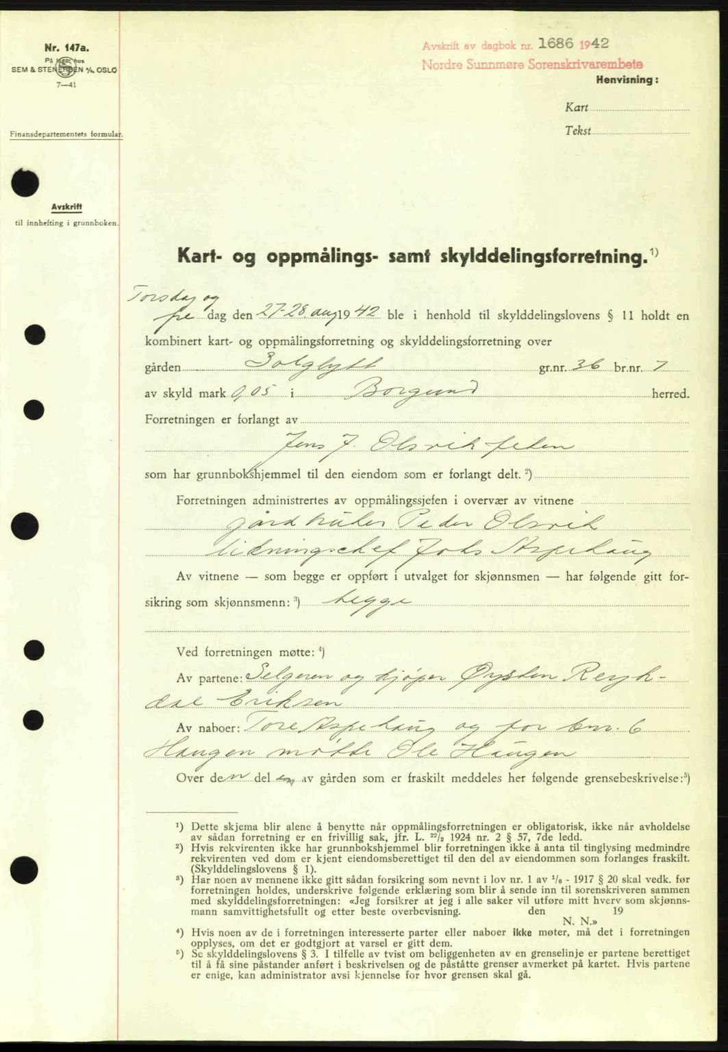 Nordre Sunnmøre sorenskriveri, SAT/A-0006/1/2/2C/2Ca: Pantebok nr. A14, 1942-1942, Dagboknr: 1686/1942