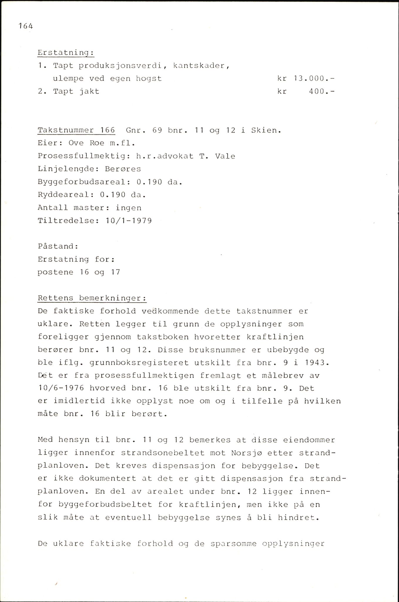 Vest-Telemark sorenskriveri, AV/SAKO-A-134/F/Fo/Fob/L0004: Skjønn/rettsbøker for kraftutbygging/veg, 1973-1989, s. 1006