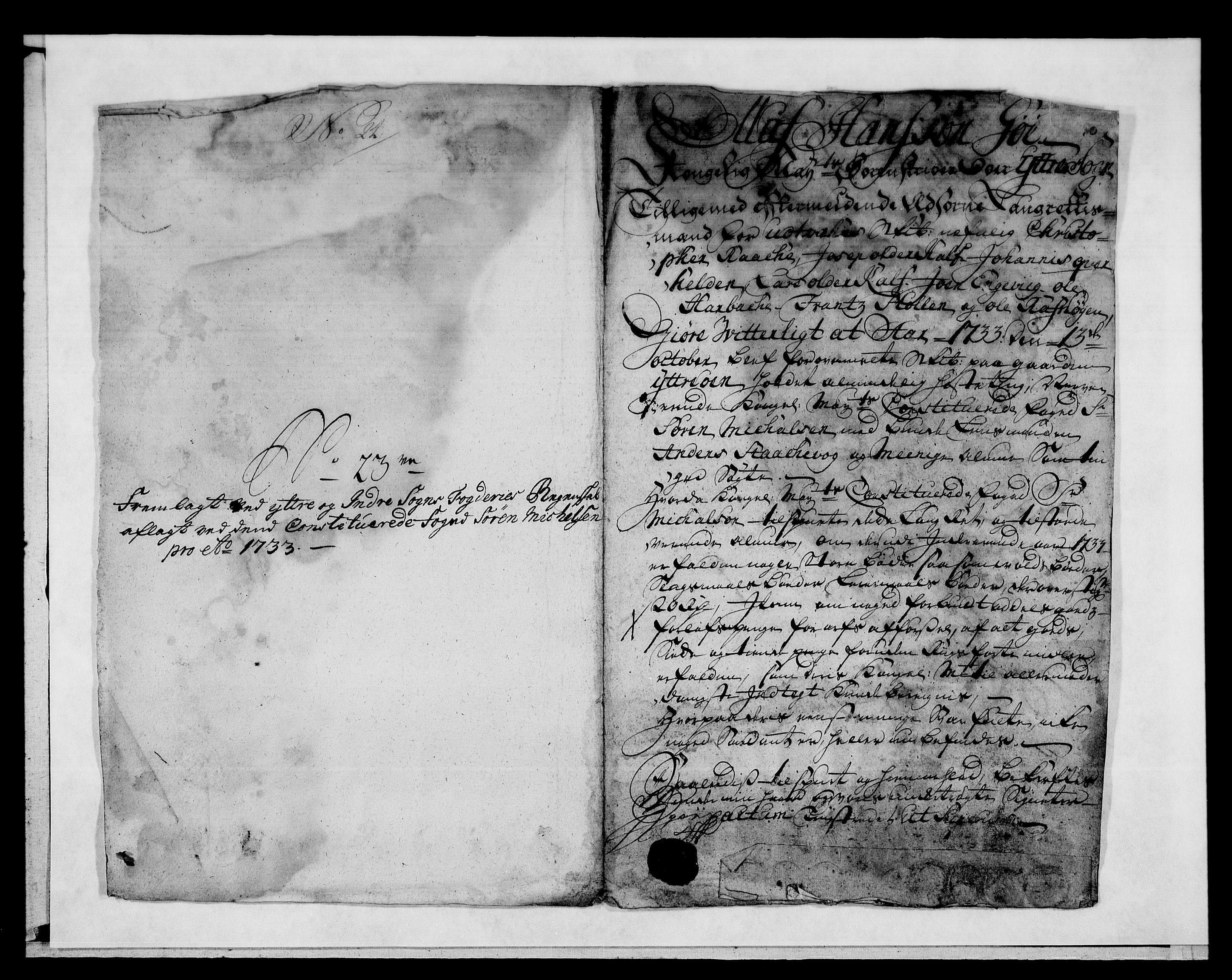 Rentekammeret inntil 1814, Reviderte regnskaper, Fogderegnskap, RA/EA-4092/R52/L3337: Fogderegnskap Sogn, 1733, s. 118