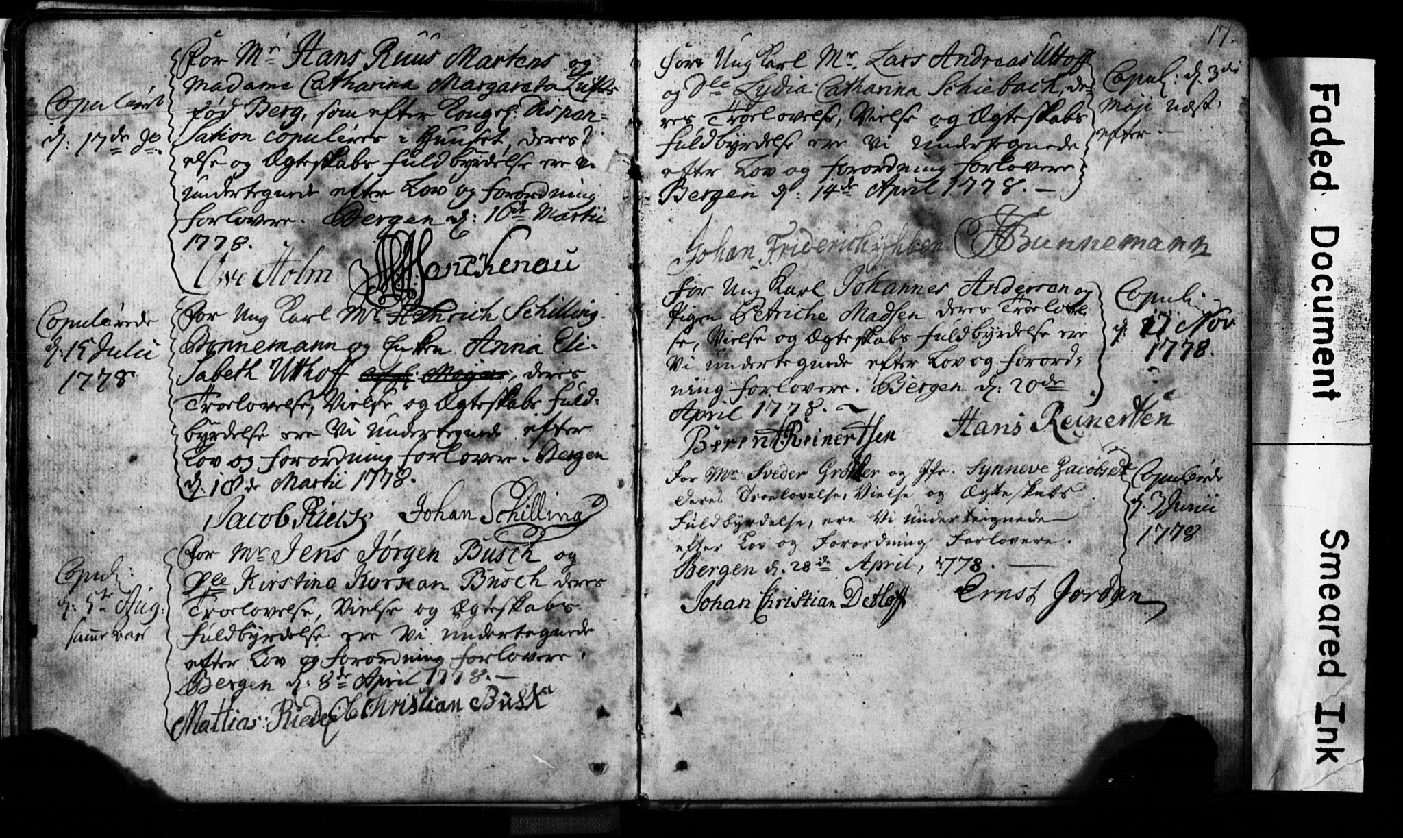 Korskirken sokneprestembete, SAB/A-76101: Forlovererklæringer nr. II.5.1, 1776-1816, s. 17