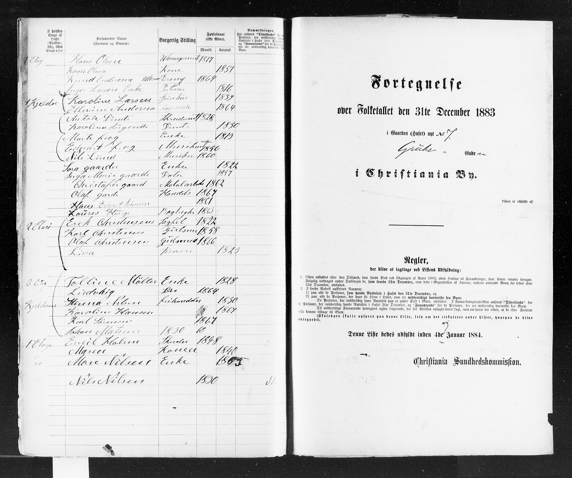OBA, Kommunal folketelling 31.12.1883 for Kristiania kjøpstad, 1883, s. 1275