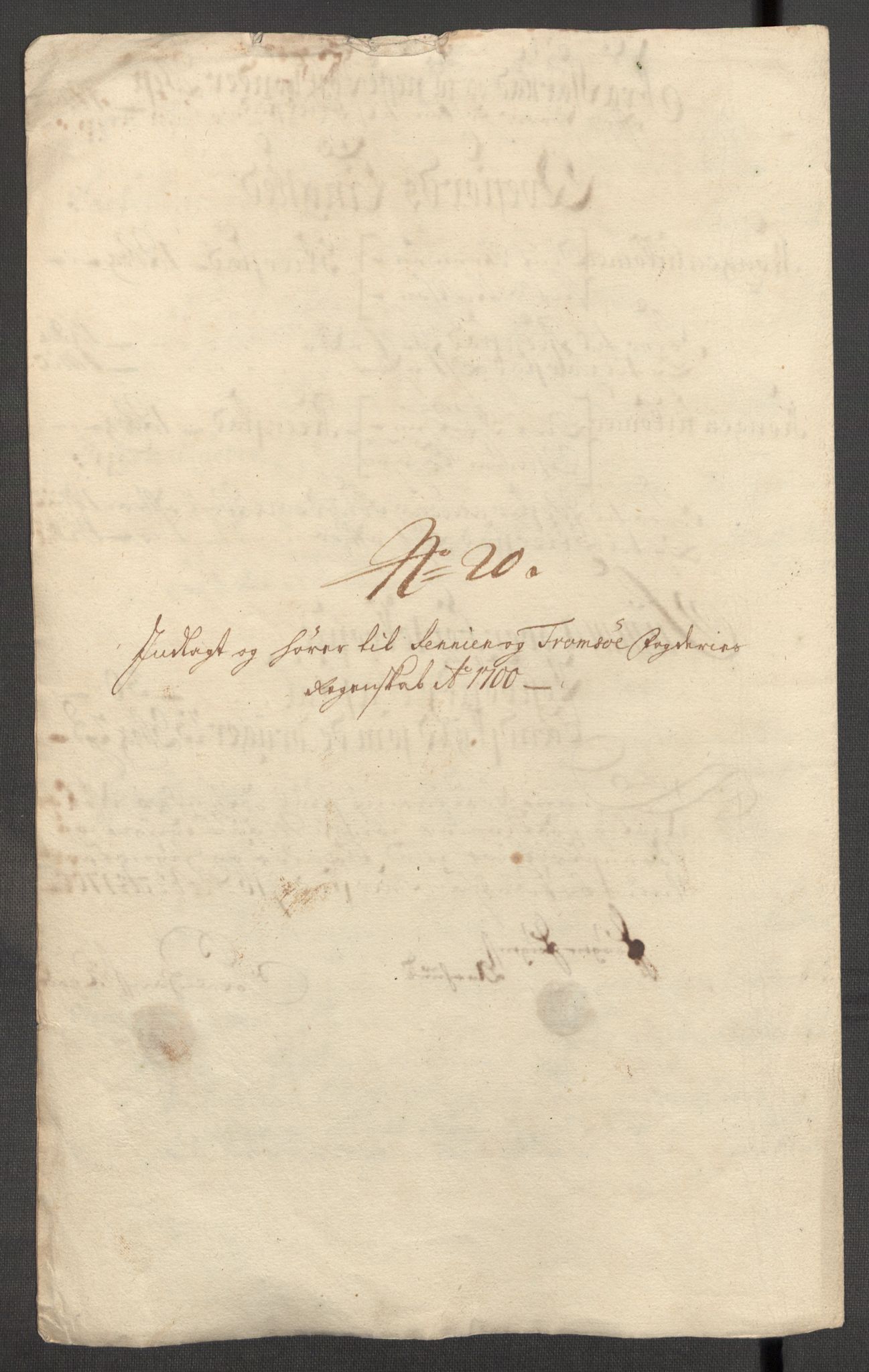 Rentekammeret inntil 1814, Reviderte regnskaper, Fogderegnskap, RA/EA-4092/R68/L4755: Fogderegnskap Senja og Troms, 1700-1704, s. 97