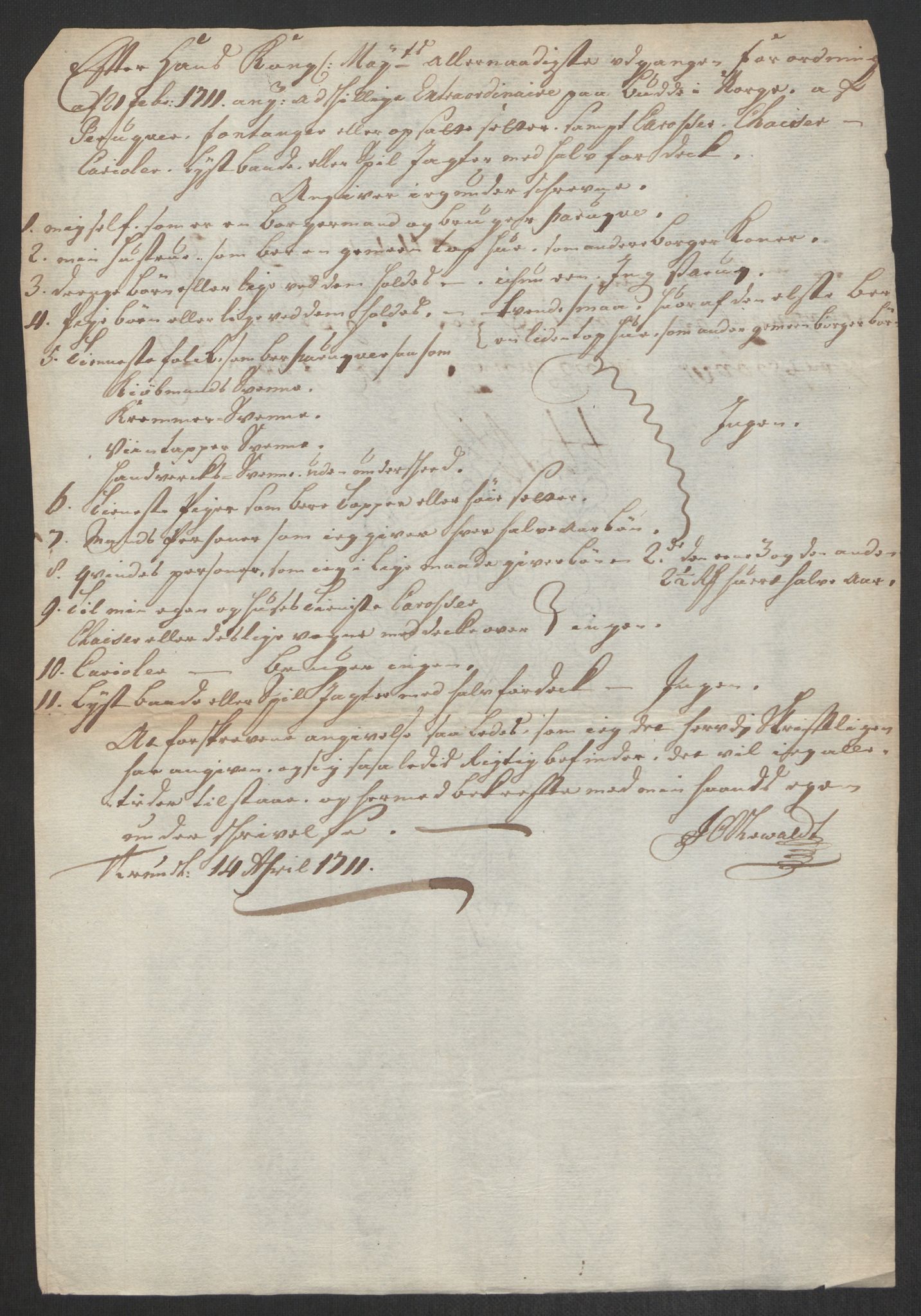 Rentekammeret inntil 1814, Reviderte regnskaper, Byregnskaper, AV/RA-EA-4066/R/Rs/L0507: [S3] Kontribusjonsregnskap, 1699-1711, s. 573