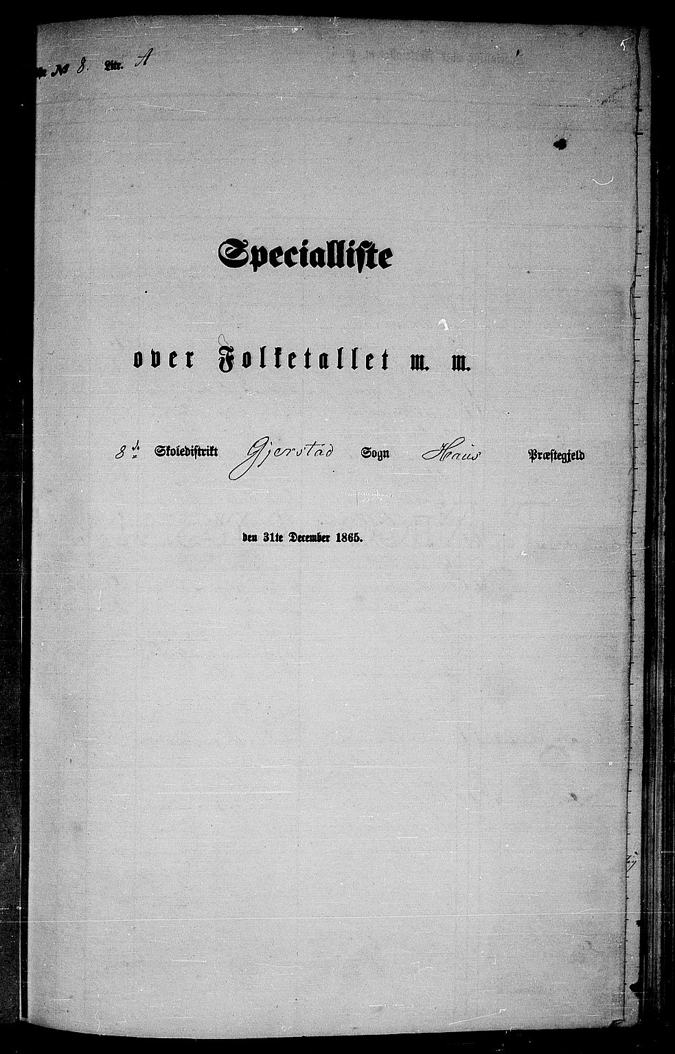 RA, Folketelling 1865 for 1250P Haus prestegjeld, 1865, s. 149