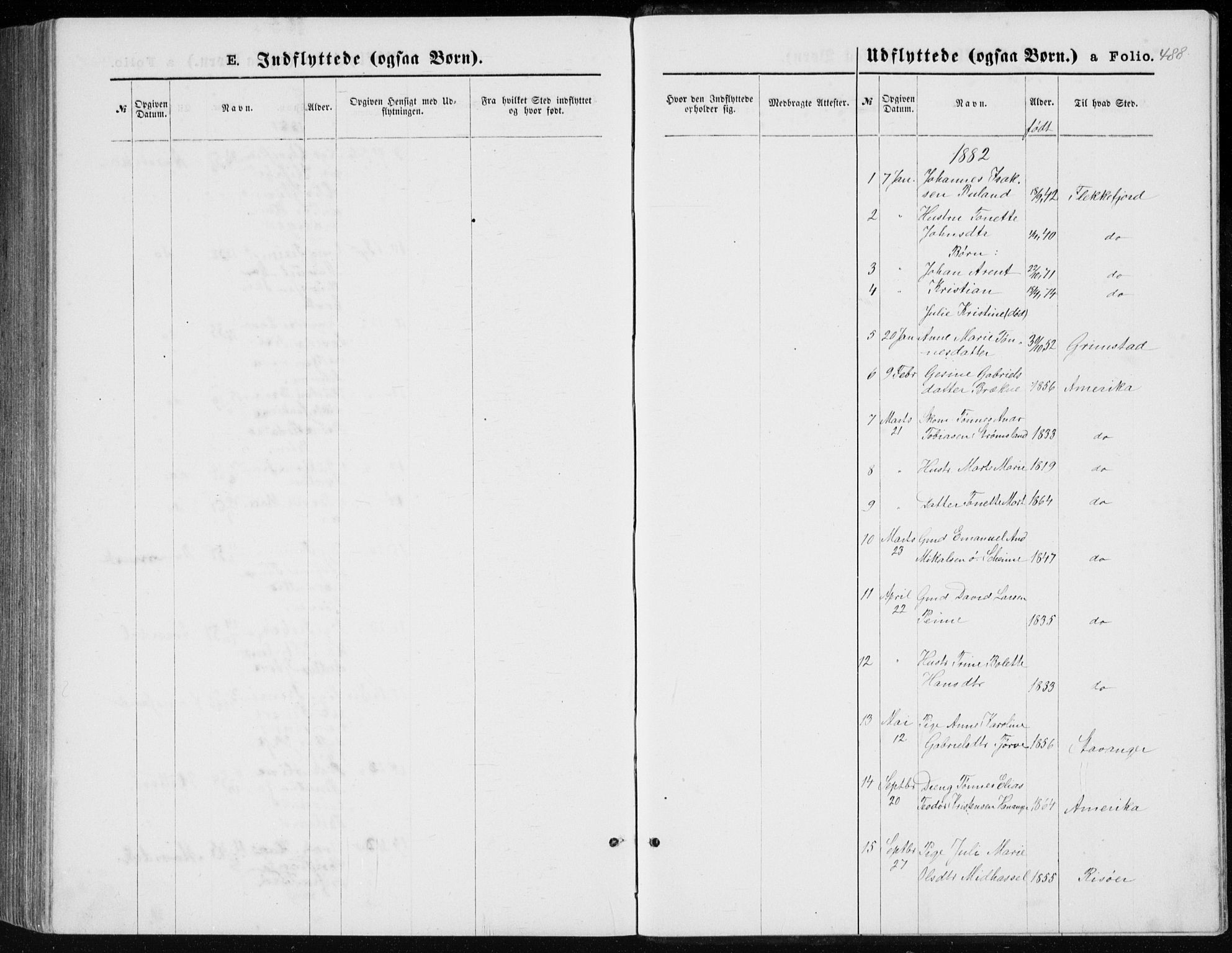 Lista sokneprestkontor, SAK/1111-0027/F/Fb/L0004: Klokkerbok nr. B 4, 1877-1891, s. 488