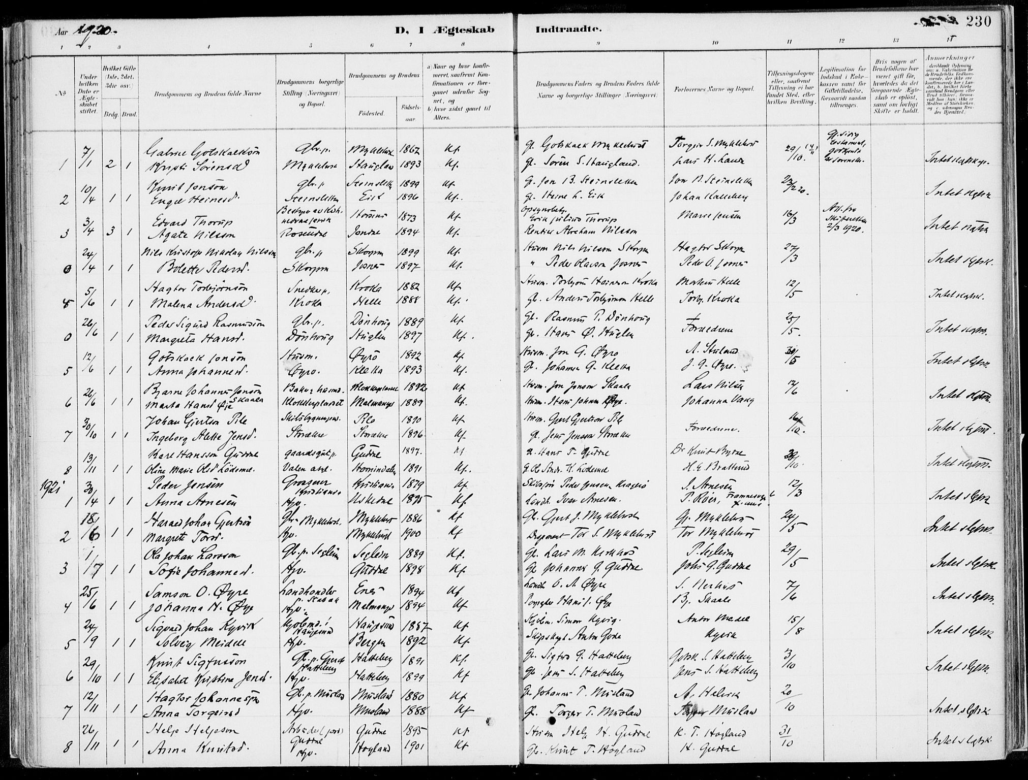 Kvinnherad sokneprestembete, AV/SAB-A-76401/H/Haa: Ministerialbok nr. B  1, 1887-1921, s. 230