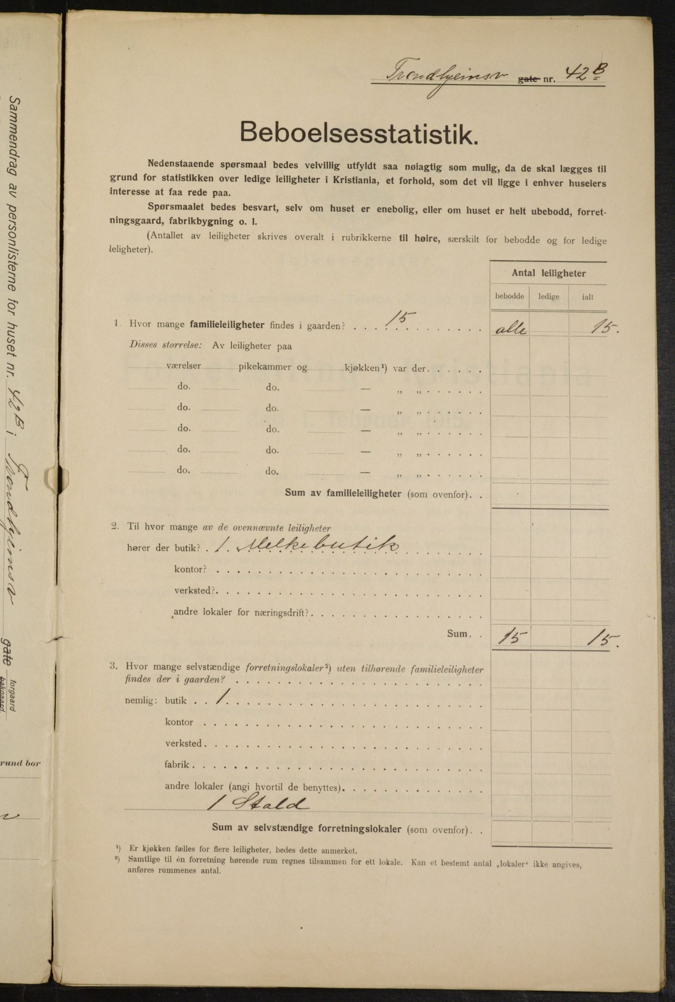 OBA, Kommunal folketelling 1.2.1915 for Kristiania, 1915, s. 116997