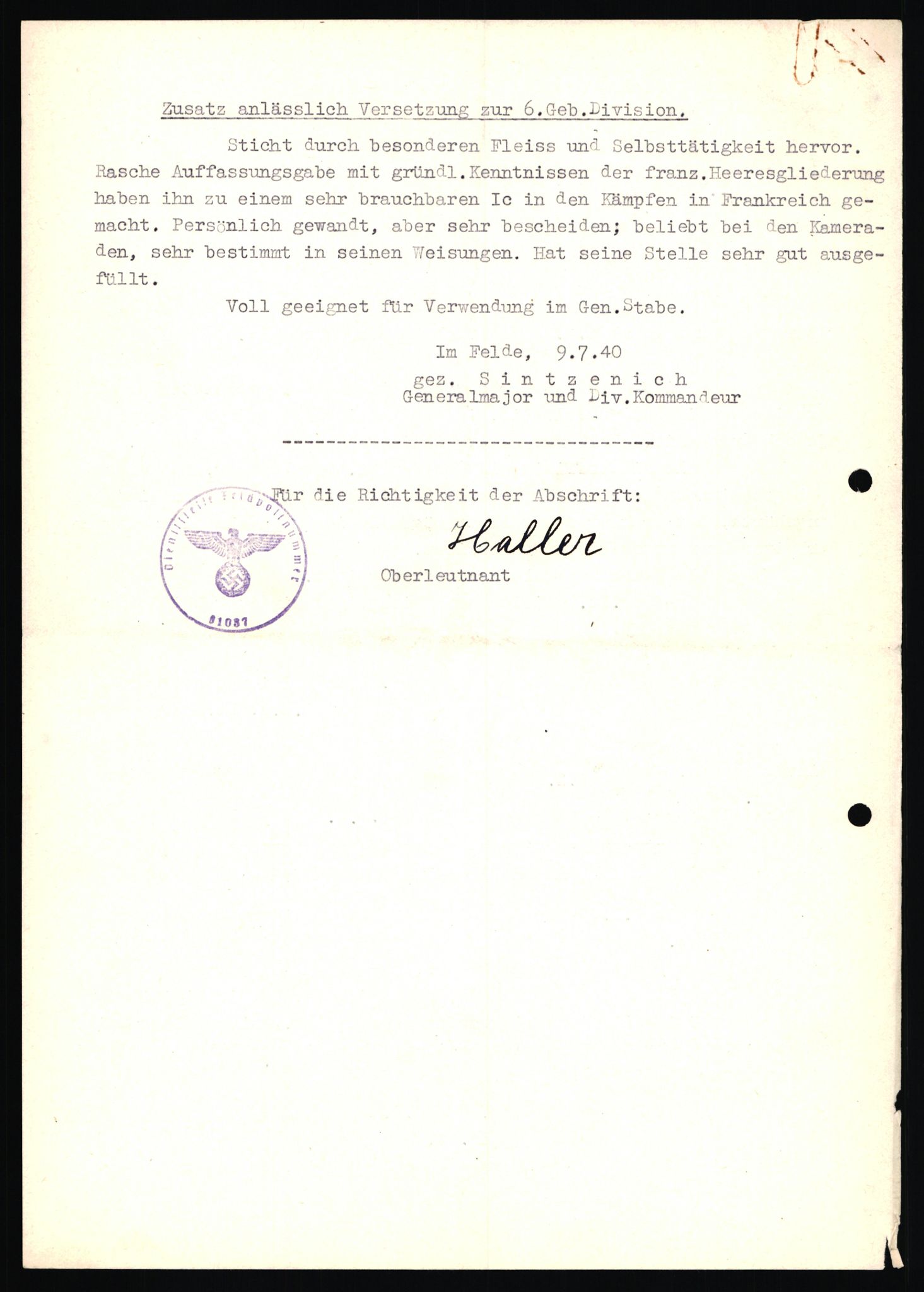 Forsvarets Overkommando. 2 kontor. Arkiv 11.4. Spredte tyske arkivsaker, AV/RA-RAFA-7031/D/Dar/Dara/L0019: Personalbøker og diverse, 1940-1945, s. 611