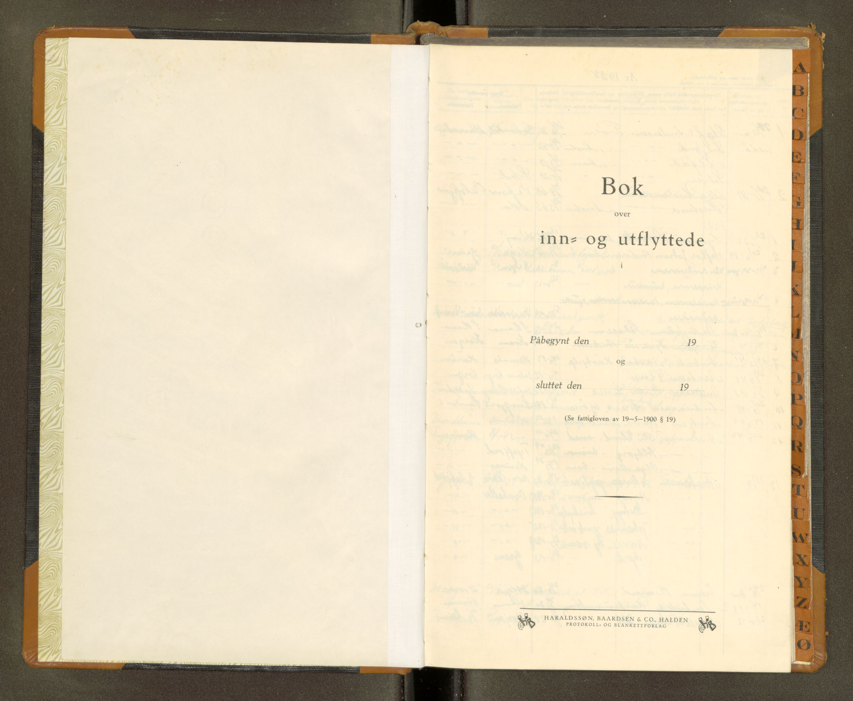 Hemnes lensmannskontor, AV/SAT-A-0040/2/H/Ha/L0002: Fattigvesenet (fortegnelse inn/-utflyttede) (Siste føring funnet under bokstav L), 1938-1943