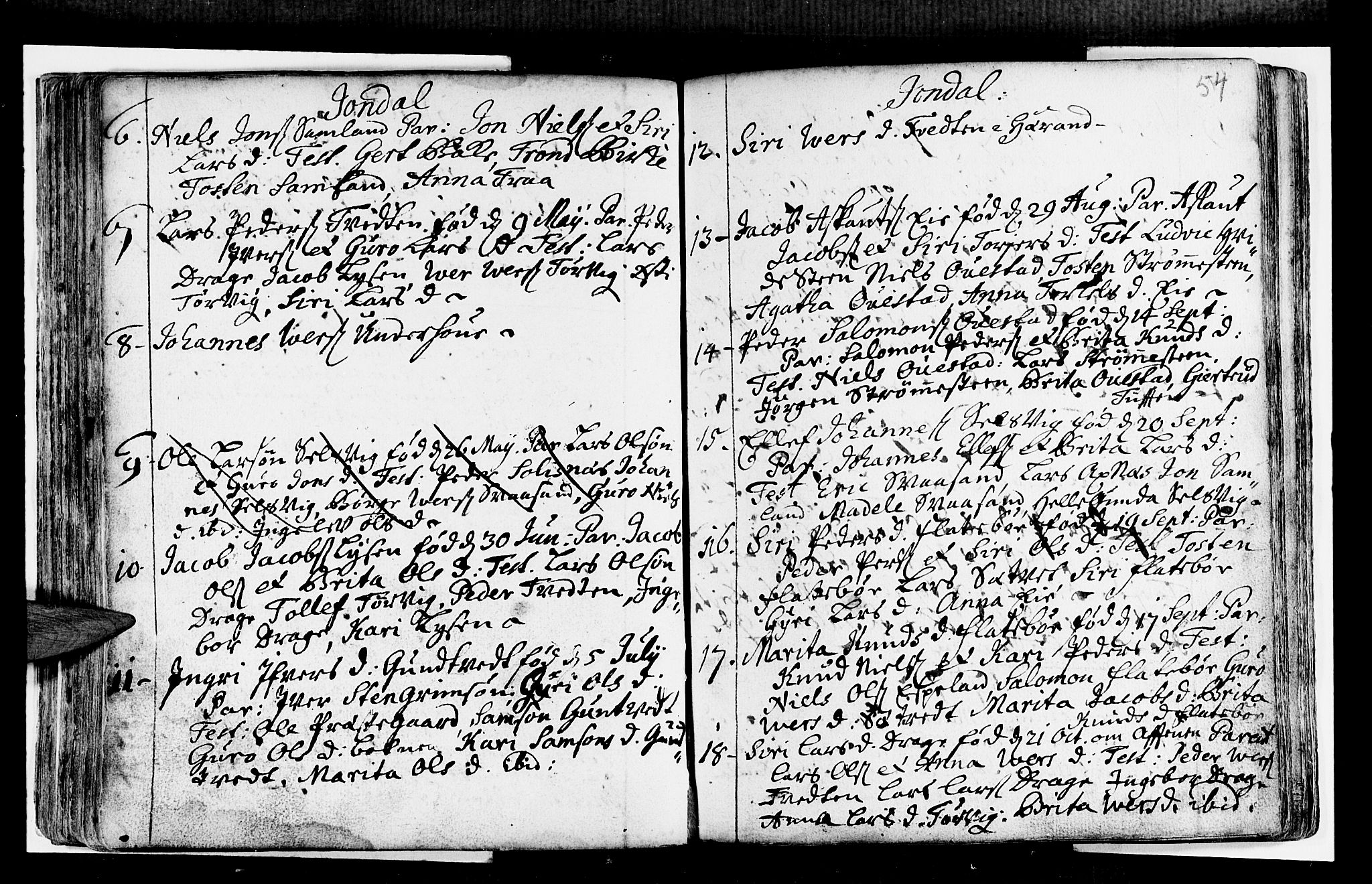 Strandebarm sokneprestembete, SAB/A-78401/H/Haa: Ministerialbok nr. A 2 /2, 1727-1750, s. 54