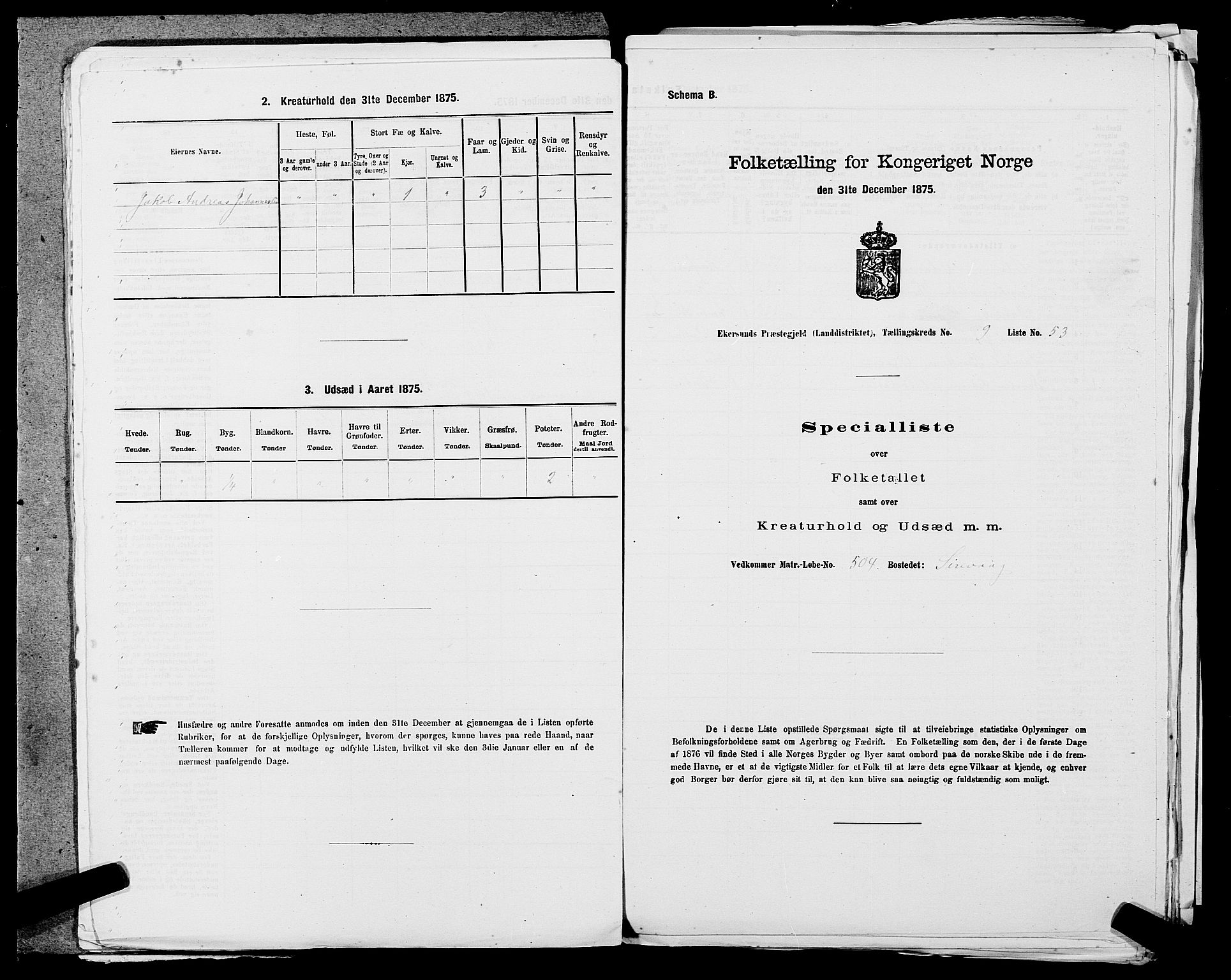 SAST, Folketelling 1875 for 1116L Eigersund prestegjeld, Eigersund landsokn og Ogna sokn, 1875, s. 988