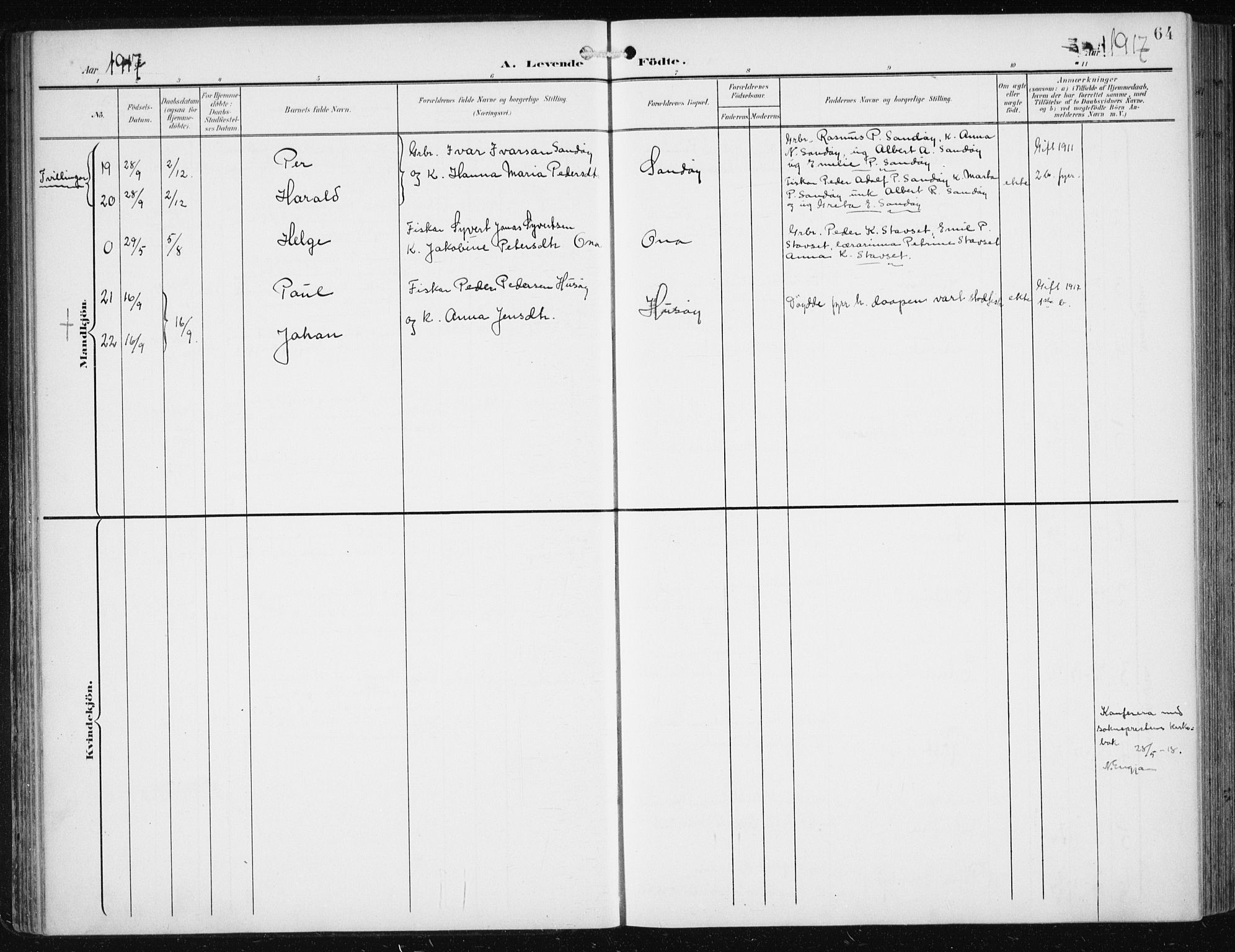 Ministerialprotokoller, klokkerbøker og fødselsregistre - Møre og Romsdal, SAT/A-1454/561/L0733: Klokkerbok nr. 561C03, 1900-1940, s. 64