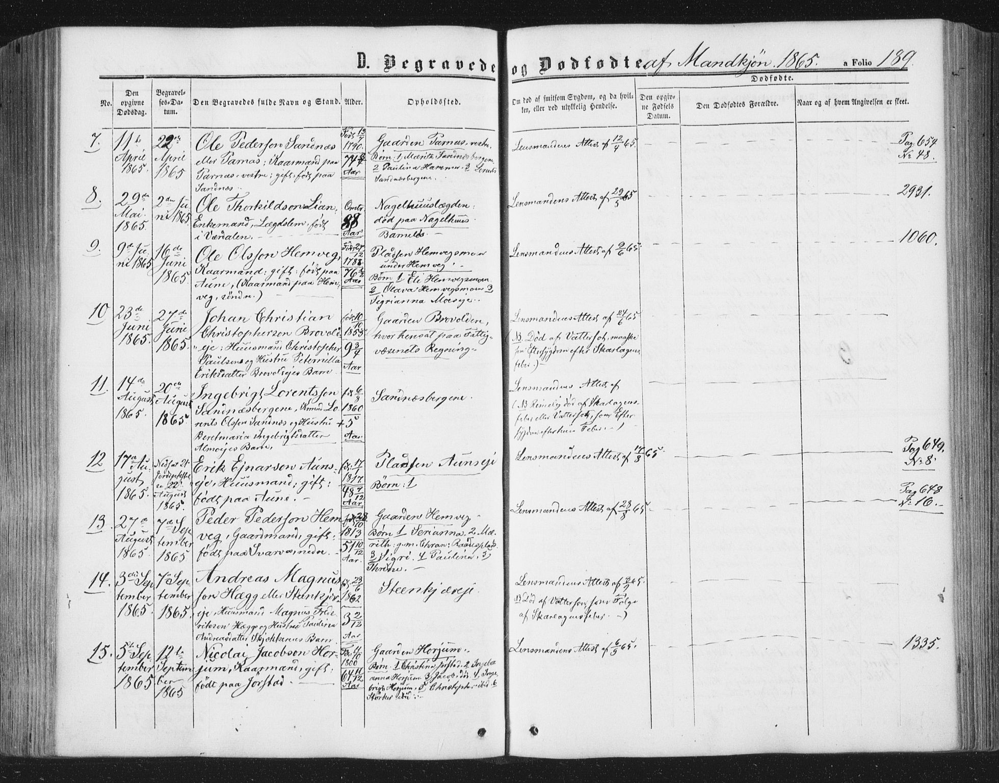 Ministerialprotokoller, klokkerbøker og fødselsregistre - Nord-Trøndelag, AV/SAT-A-1458/749/L0472: Ministerialbok nr. 749A06, 1857-1873, s. 189