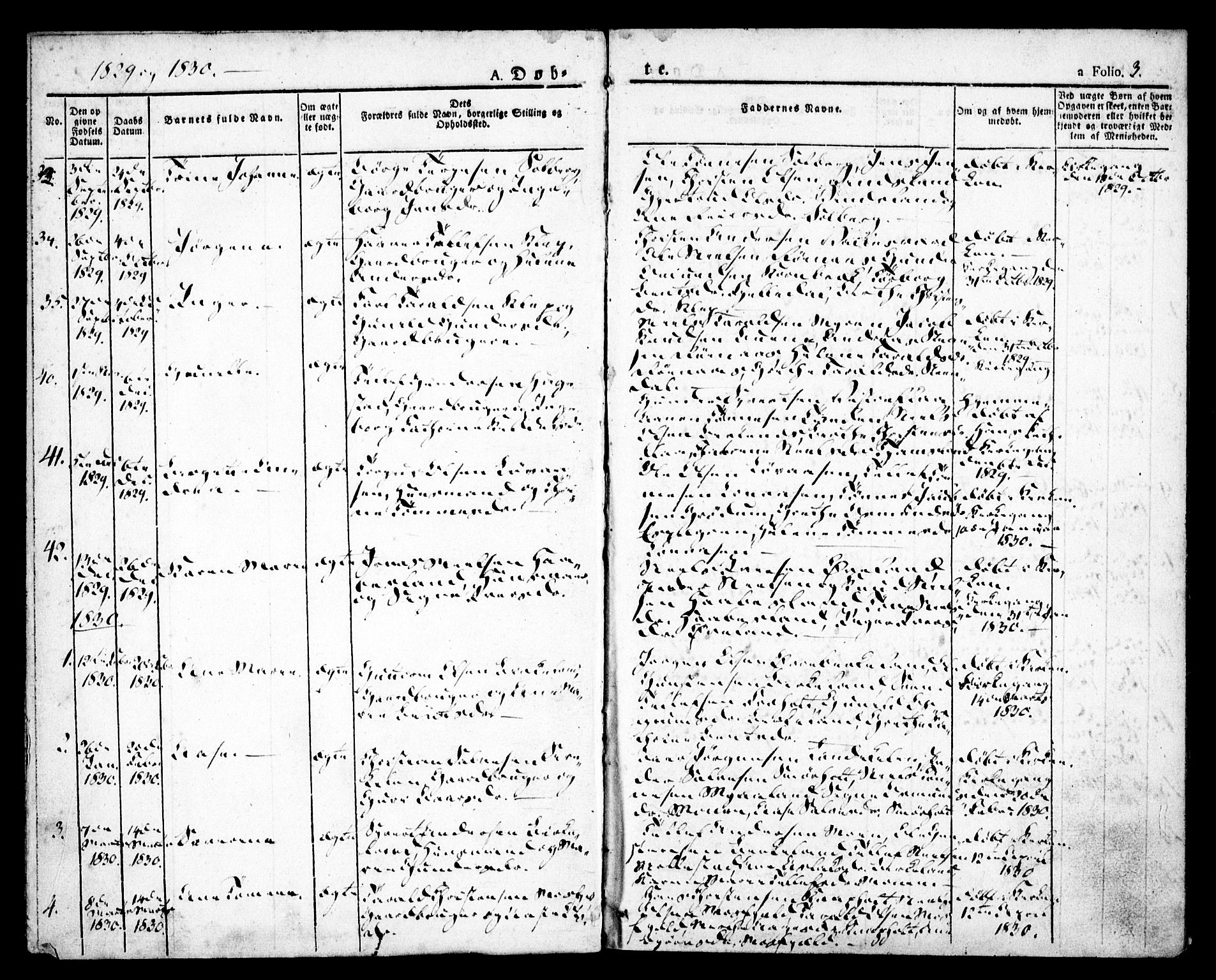 Birkenes sokneprestkontor, AV/SAK-1111-0004/F/Fa/L0001: Ministerialbok nr. A 1, 1829-1849, s. 3