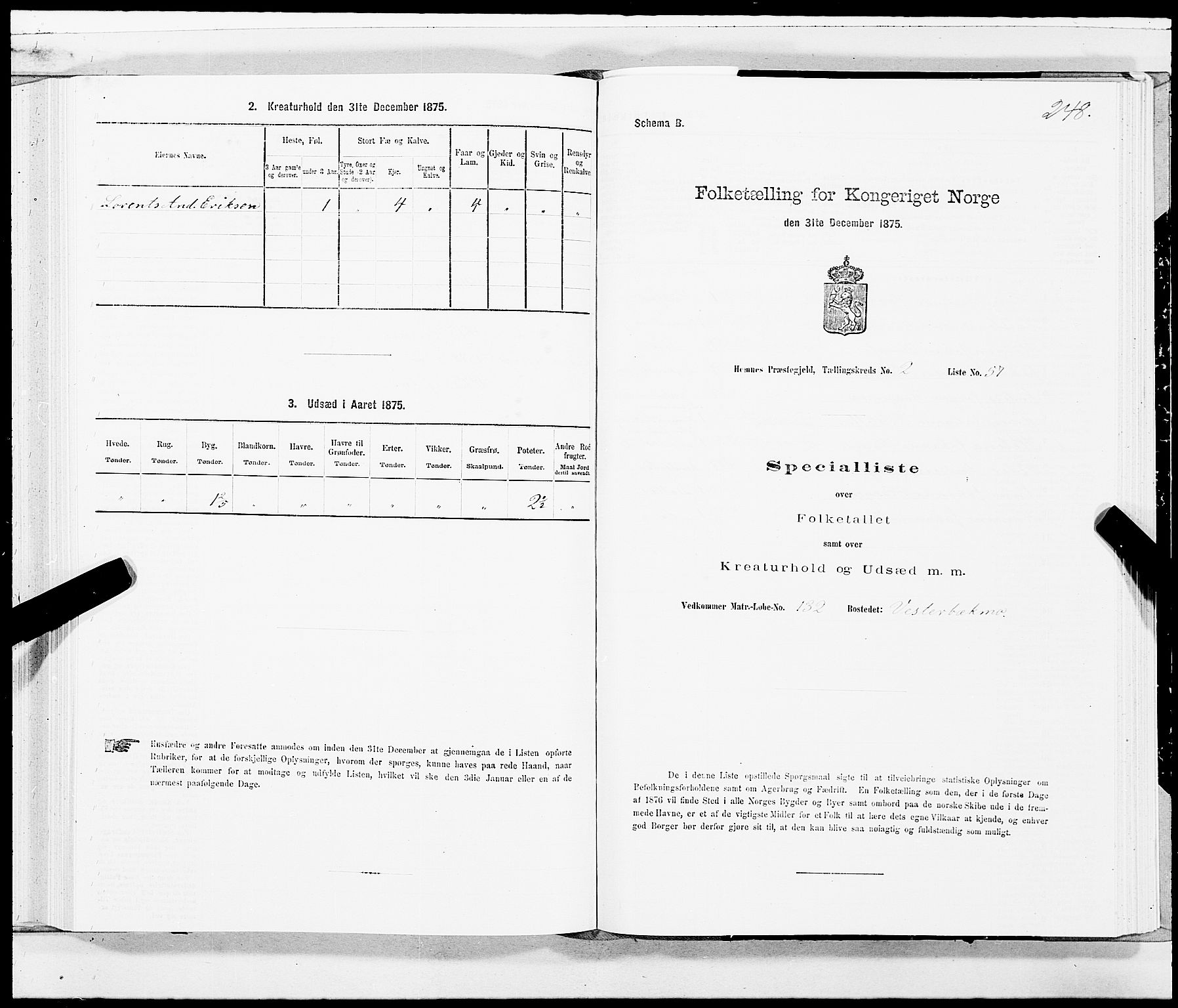 SAT, Folketelling 1875 for 1832P Hemnes prestegjeld, 1875, s. 1248