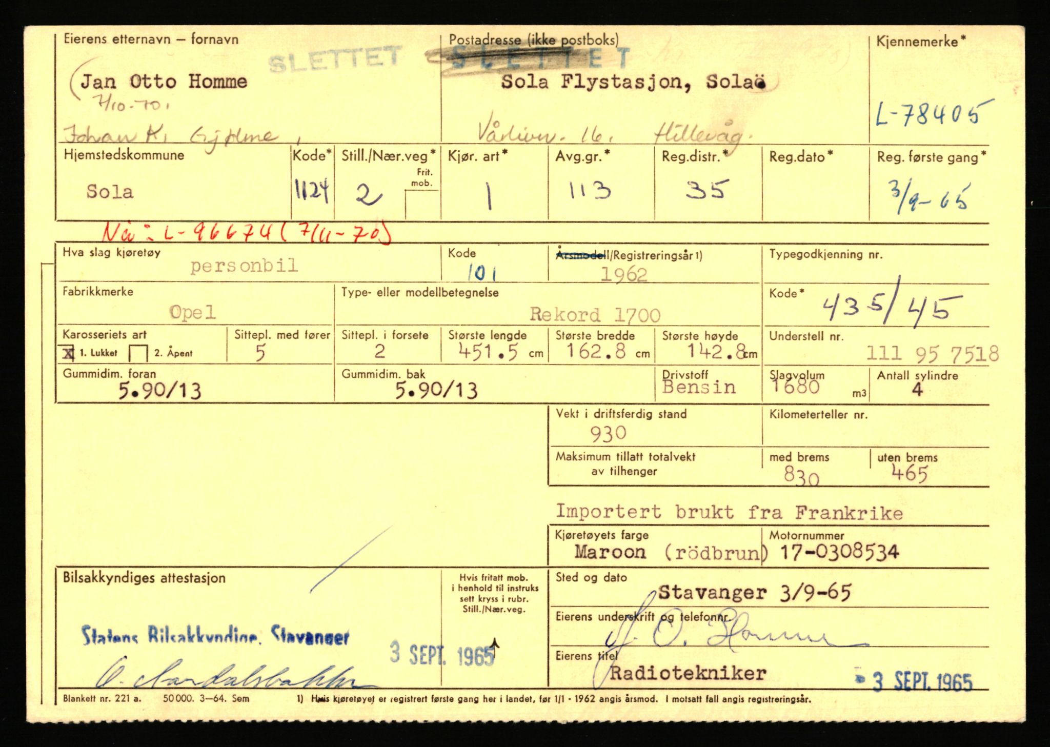 Stavanger trafikkstasjon, AV/SAST-A-101942/0/F/L0069: L-76801 - L-78797, 1930-1971, s. 1805