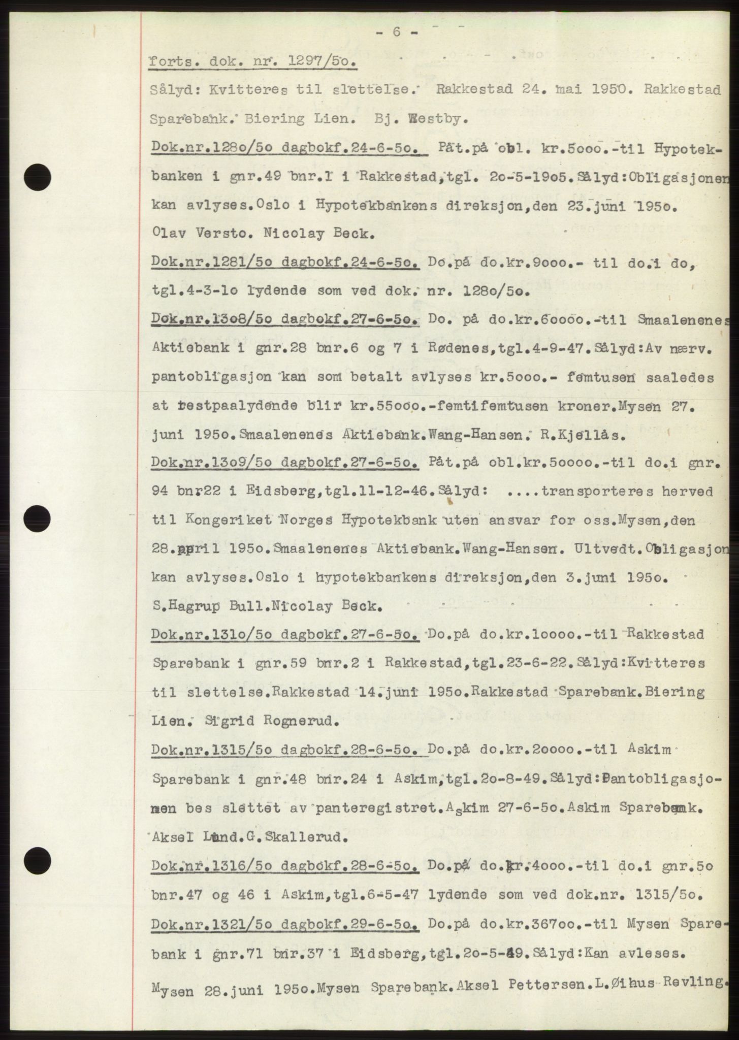 Rakkestad sorenskriveri, SAO/A-10686/G/Gb/Gba/Gbac/L0012: Pantebok nr. B1-4 og B16-20, 1949-1950, Dagboknr: 1297/1950