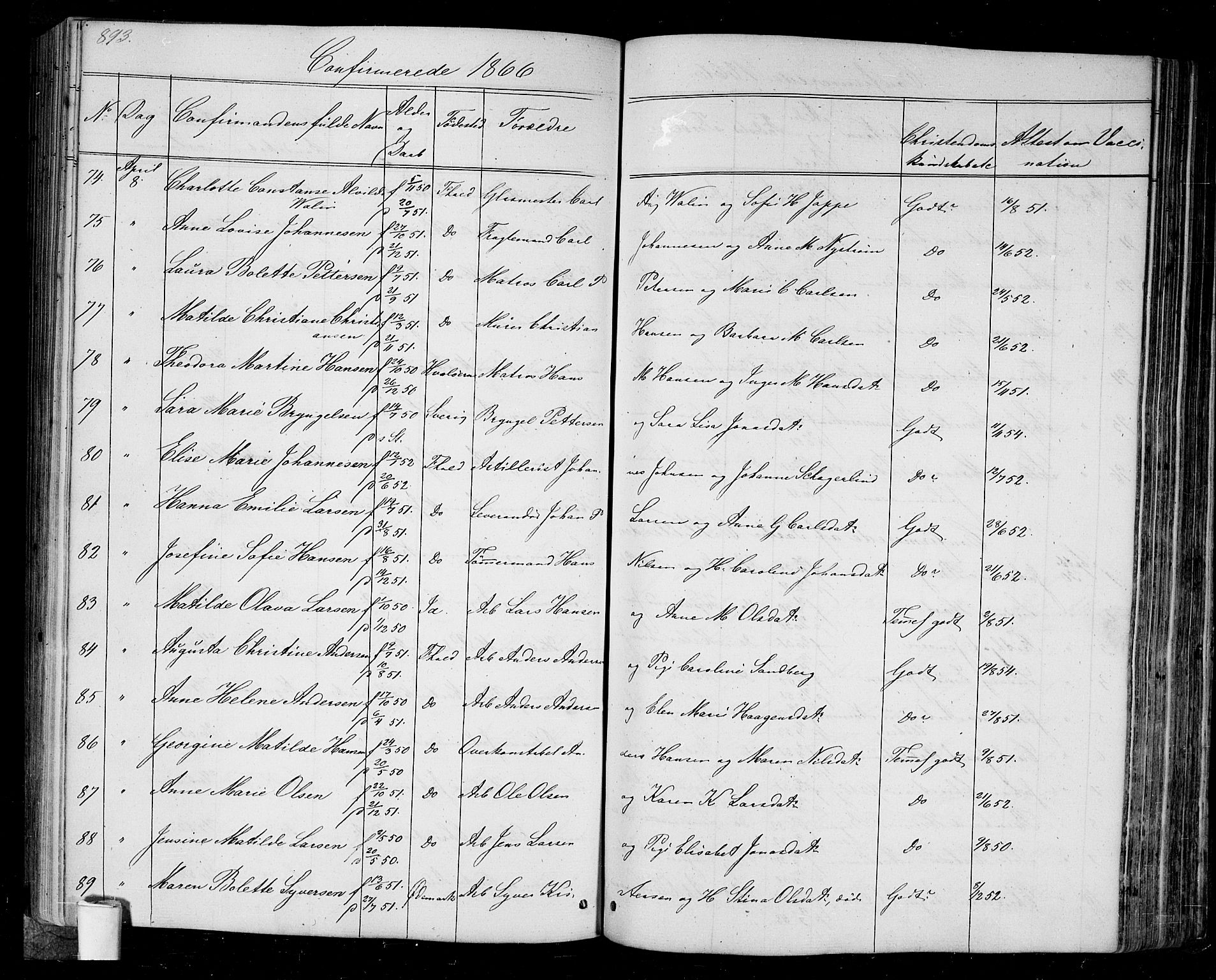 Halden prestekontor Kirkebøker, SAO/A-10909/G/Ga/L0005b: Klokkerbok nr. 5B, 1864-1868, s. 893