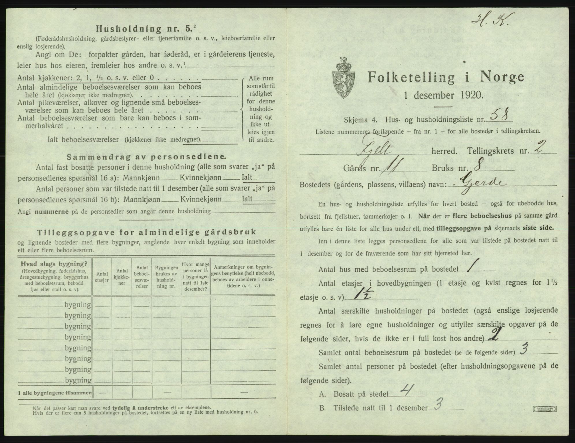 SAB, Folketelling 1920 for 1246 Fjell herred, 1920, s. 276