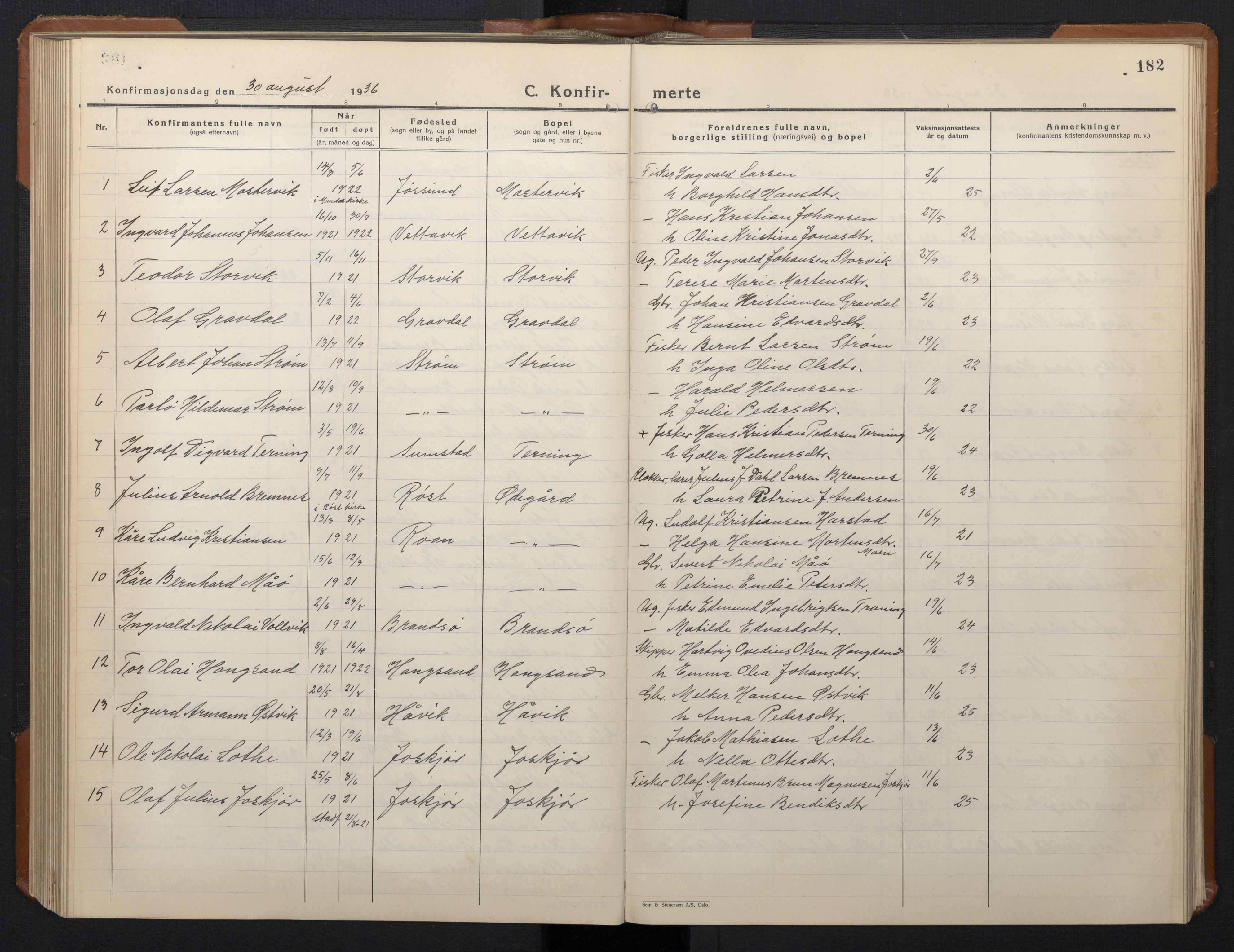 Ministerialprotokoller, klokkerbøker og fødselsregistre - Sør-Trøndelag, AV/SAT-A-1456/657/L0718: Klokkerbok nr. 657C05, 1923-1948, s. 182