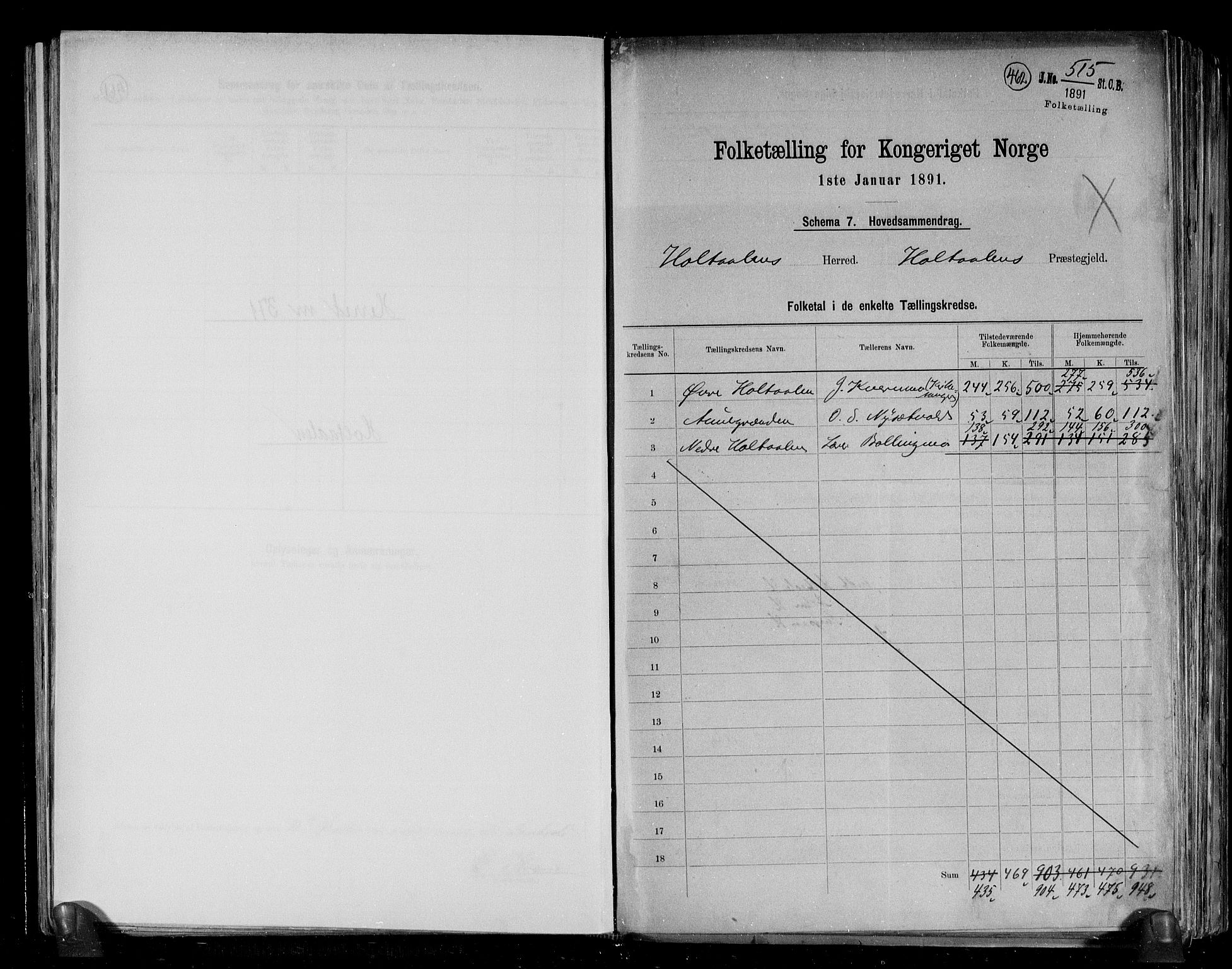 RA, Folketelling 1891 for 1645 Haltdalen herred, 1891, s. 2