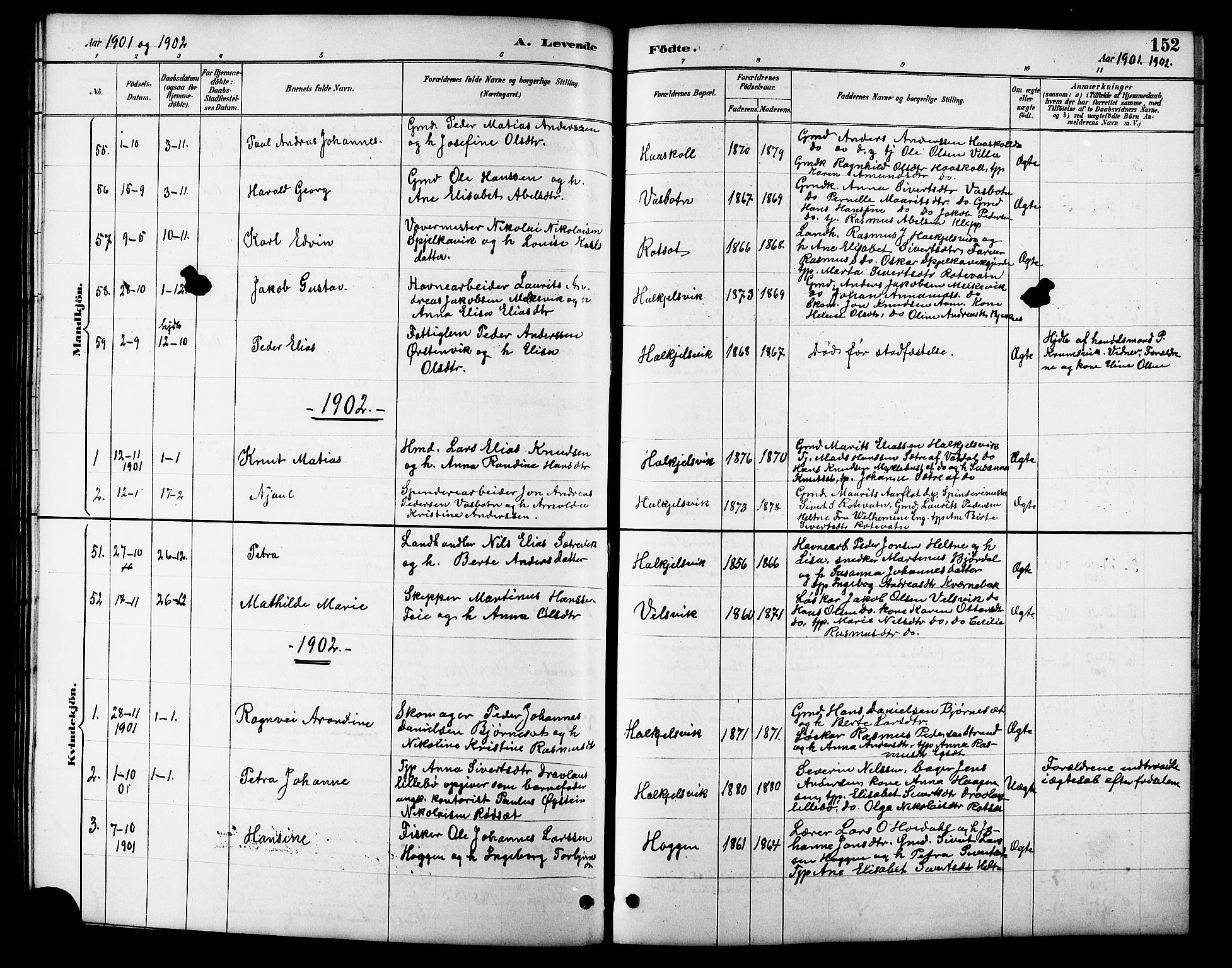 Ministerialprotokoller, klokkerbøker og fødselsregistre - Møre og Romsdal, AV/SAT-A-1454/511/L0158: Klokkerbok nr. 511C04, 1884-1903, s. 152